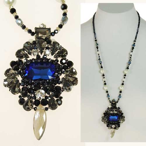 CRYSTAL AND STONE NECKLACE - MADE IN PRC