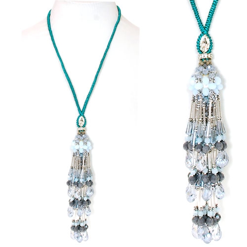 CORD AND CRYSTAL NECKLACE - MADE IN PRC