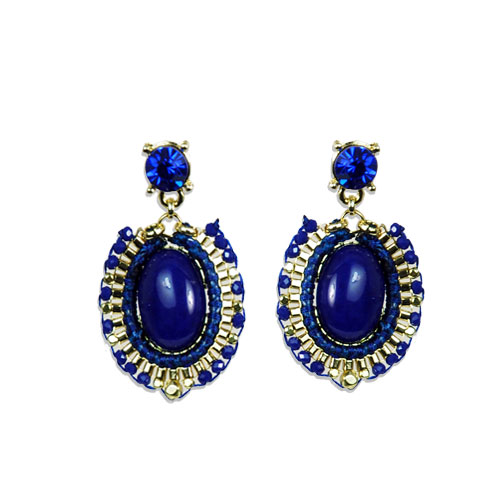 CRYSTAL AND STONE EARRING - MADE IN PRC