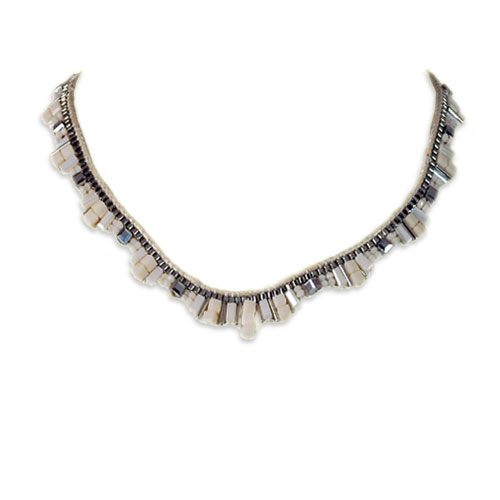 CRYSTAL AND STONE NECKLACE - MADE IN PRC