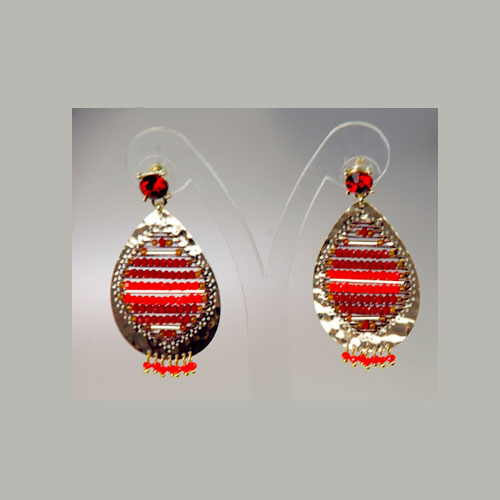METAL AND BEADS EARRING - MADE IN PRC