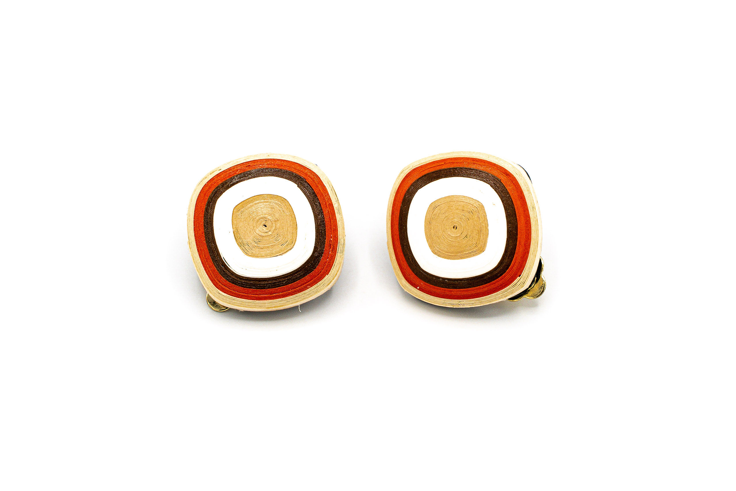 ORECCHINO A CLIP QUADRETTO IN CARTA ROSSO