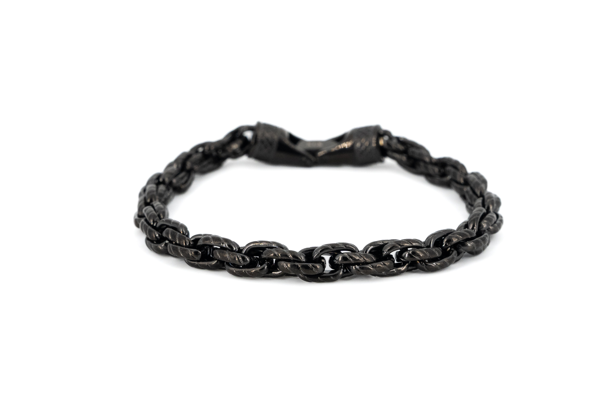 Bracciale uomo acciaio catena nera