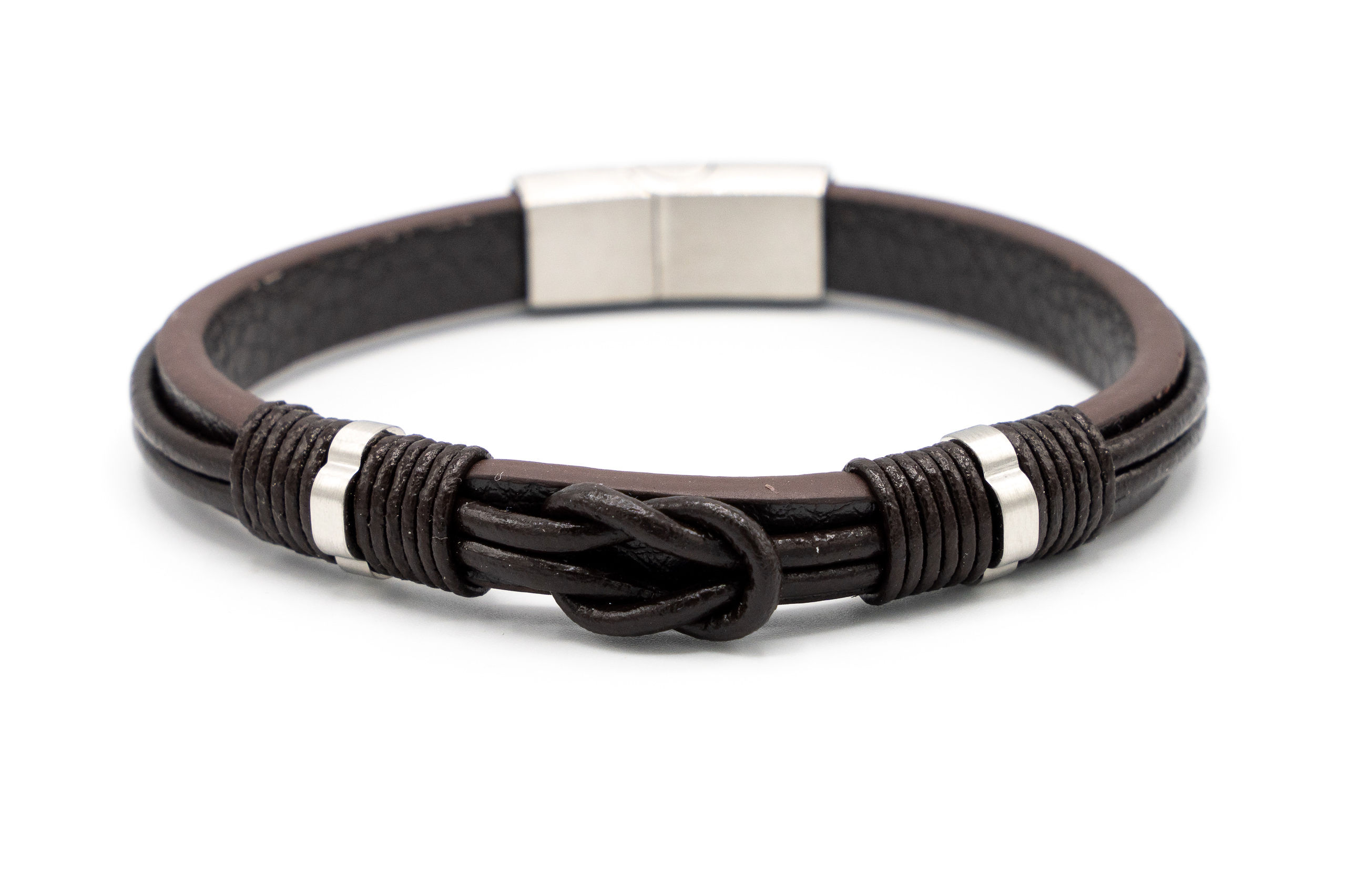 BRACCIALE UOMO PELLE CAPPIO ACCIAIO CHIUS.CALAMITA (20cm)