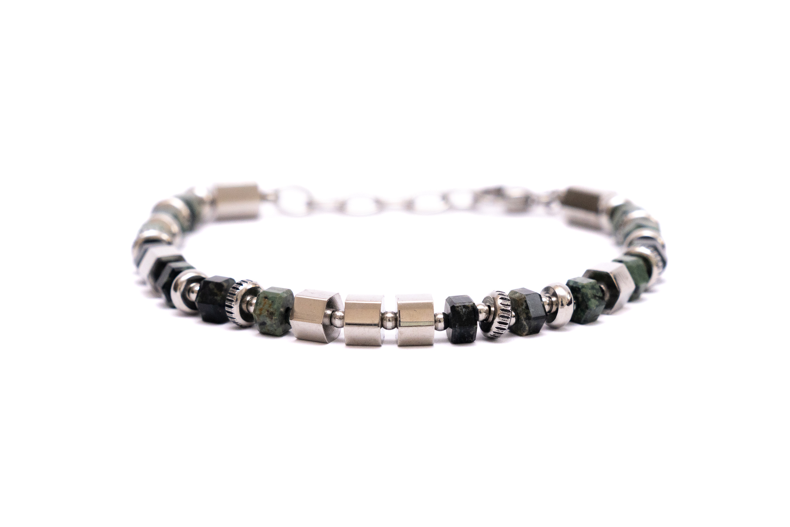 Stainless steel and stone bracelet