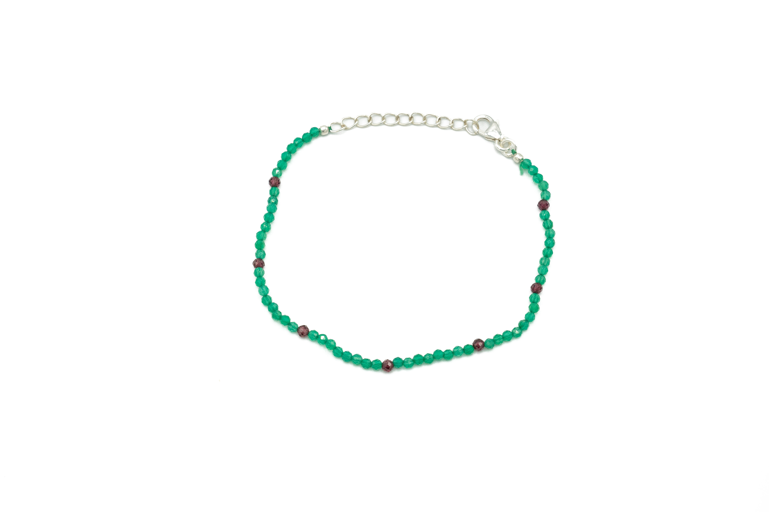 BRACCIALE IN ARGENTO CON PIETRINE GREEN ONIX E GARNET