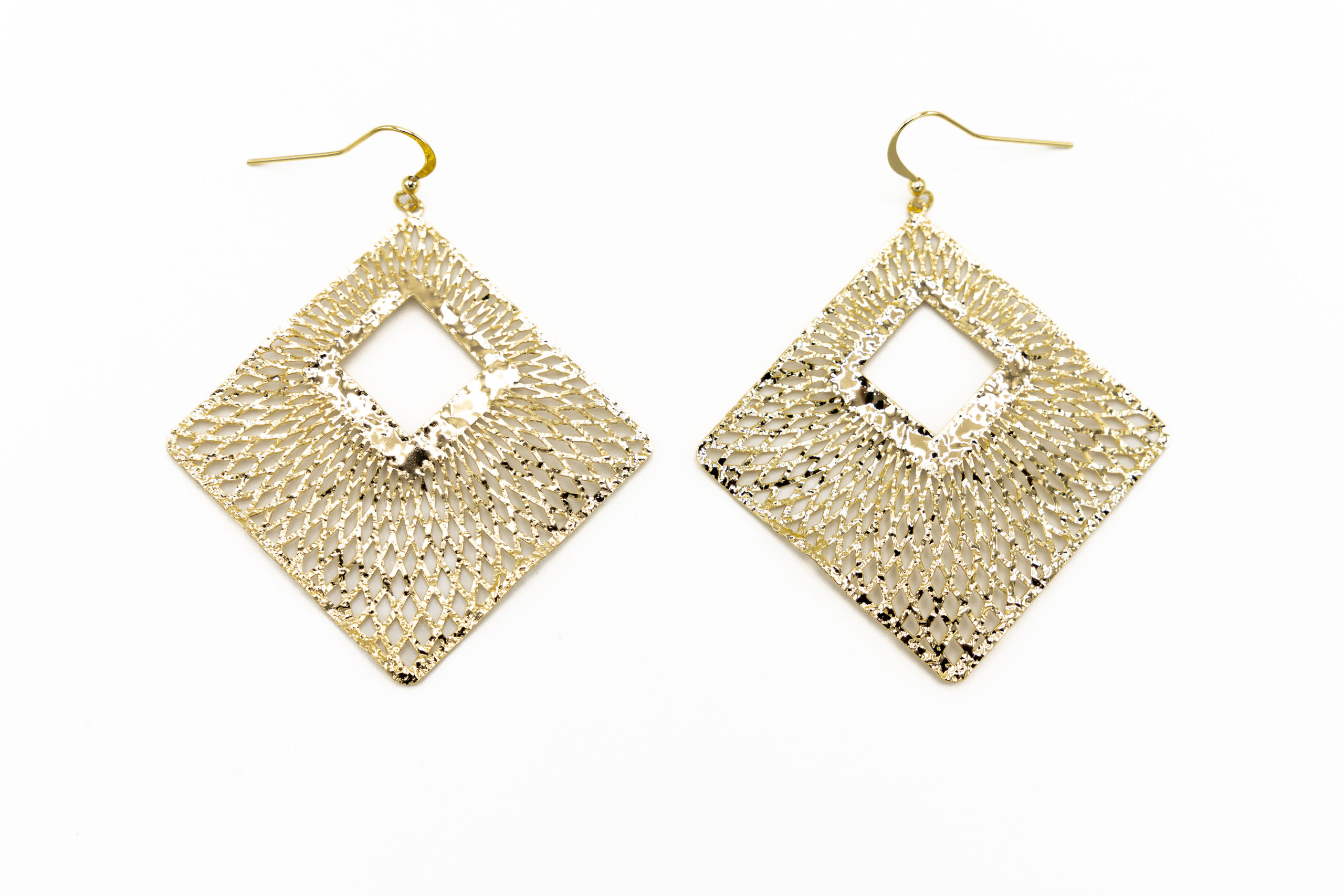 Orecchini ottone rombo ricamato