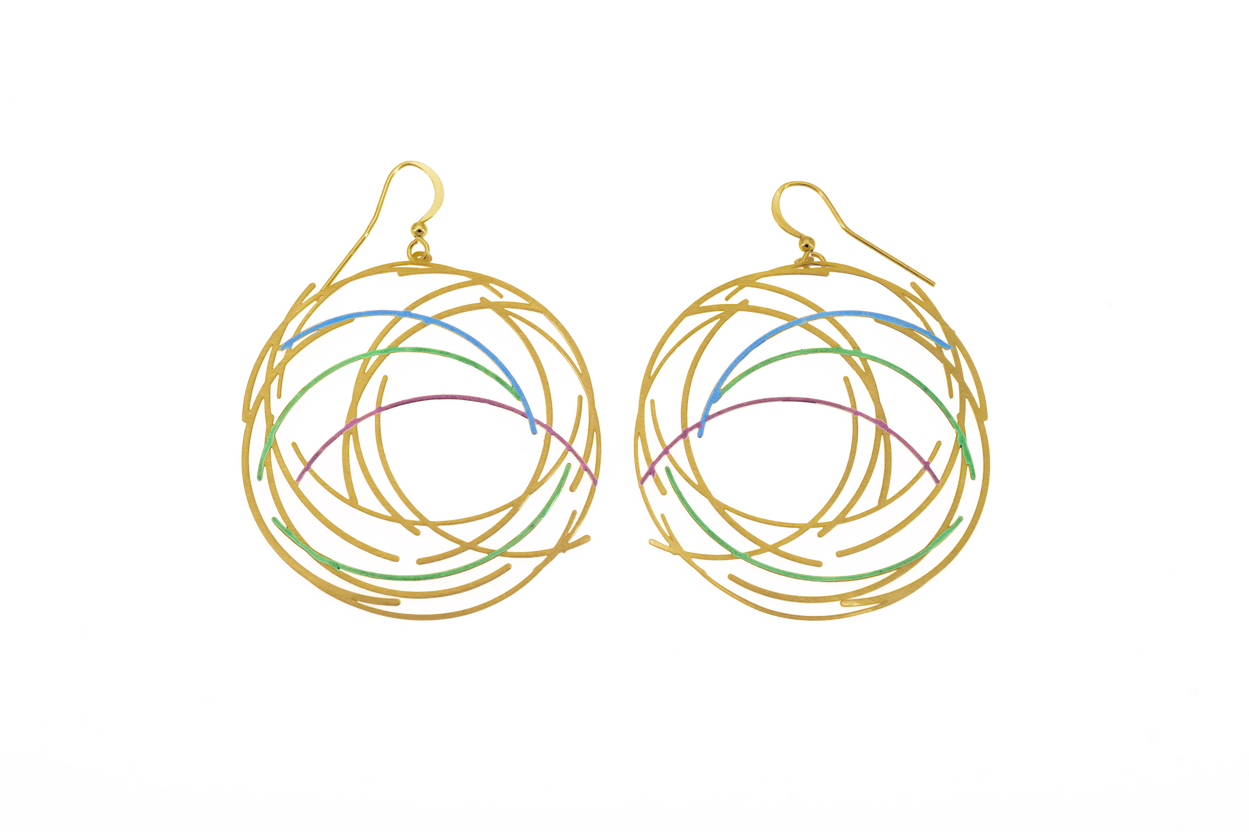 Orecchini ottone tondo intreccio smaltato color