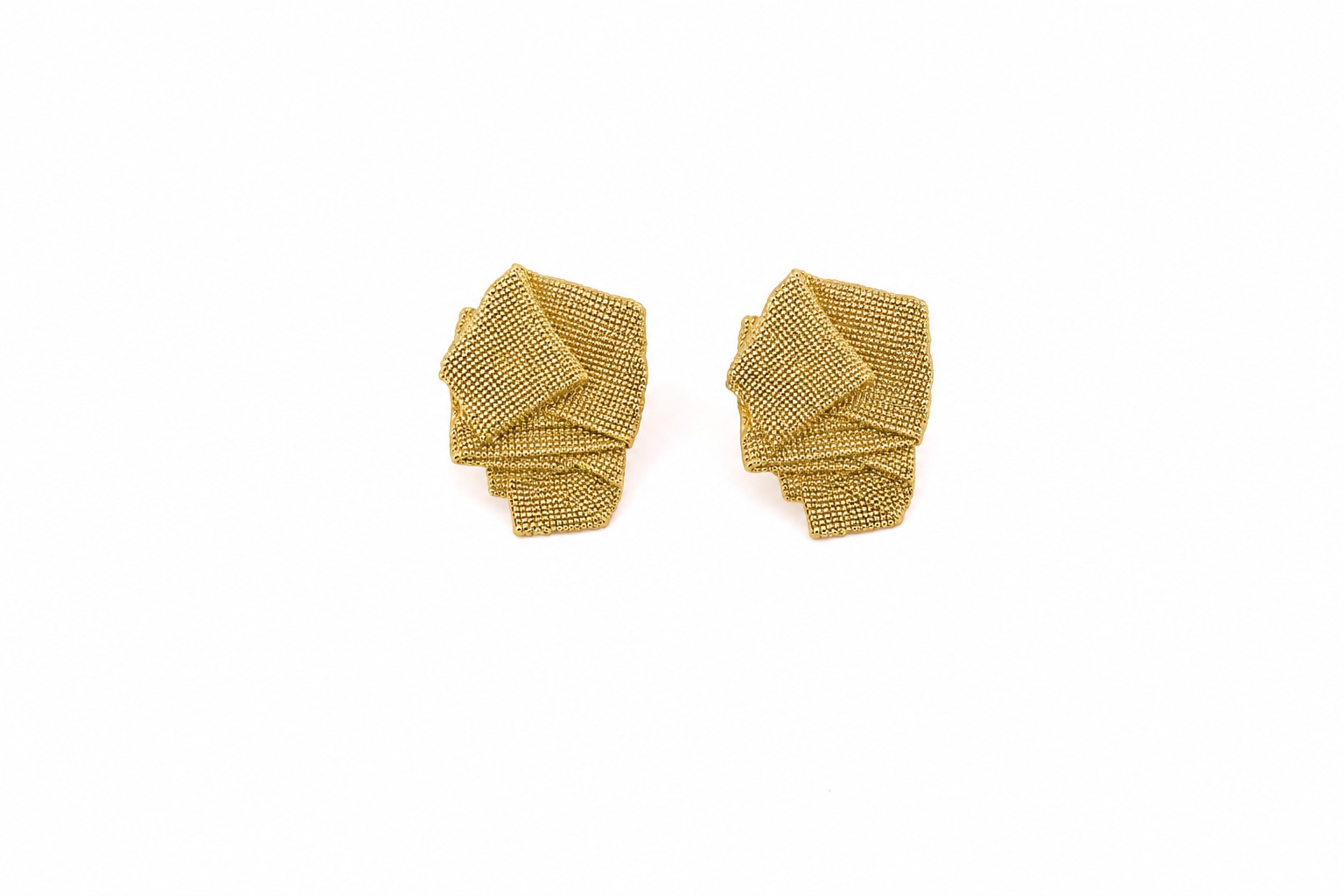Orecchini ottone forma stropicciata