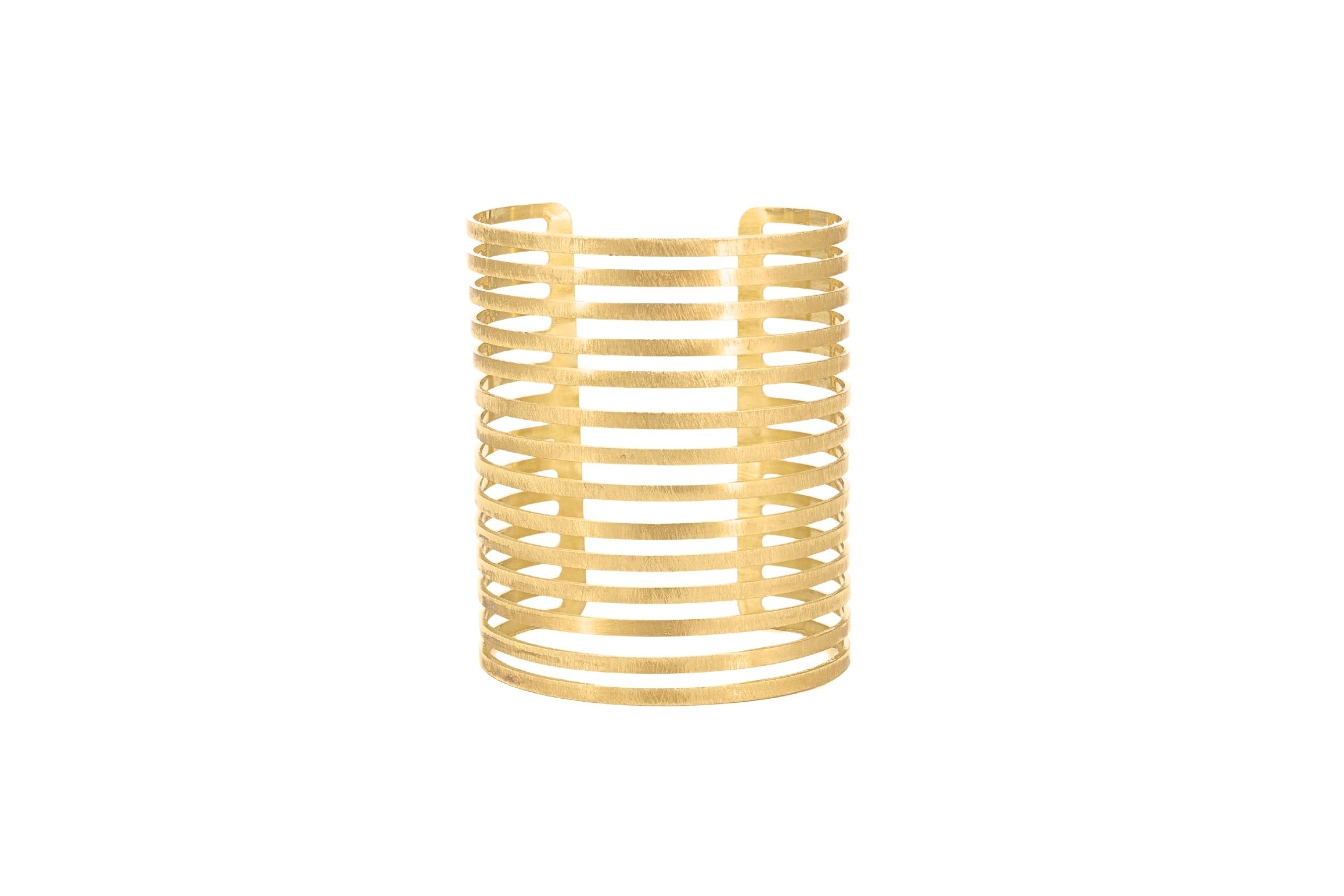 Bracciale ottone fascia alta multi righe