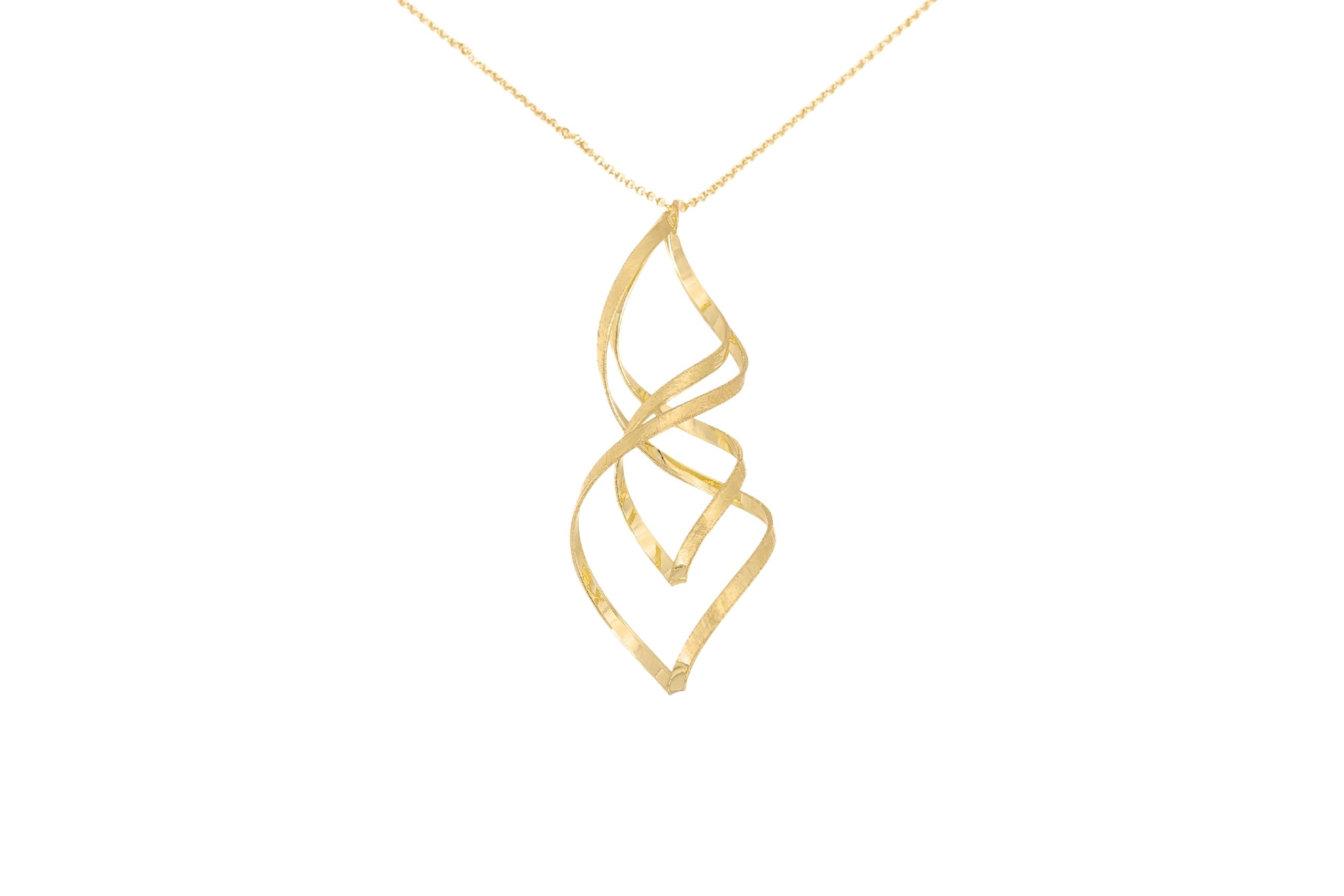 Collana lunga ottone pendente spirale