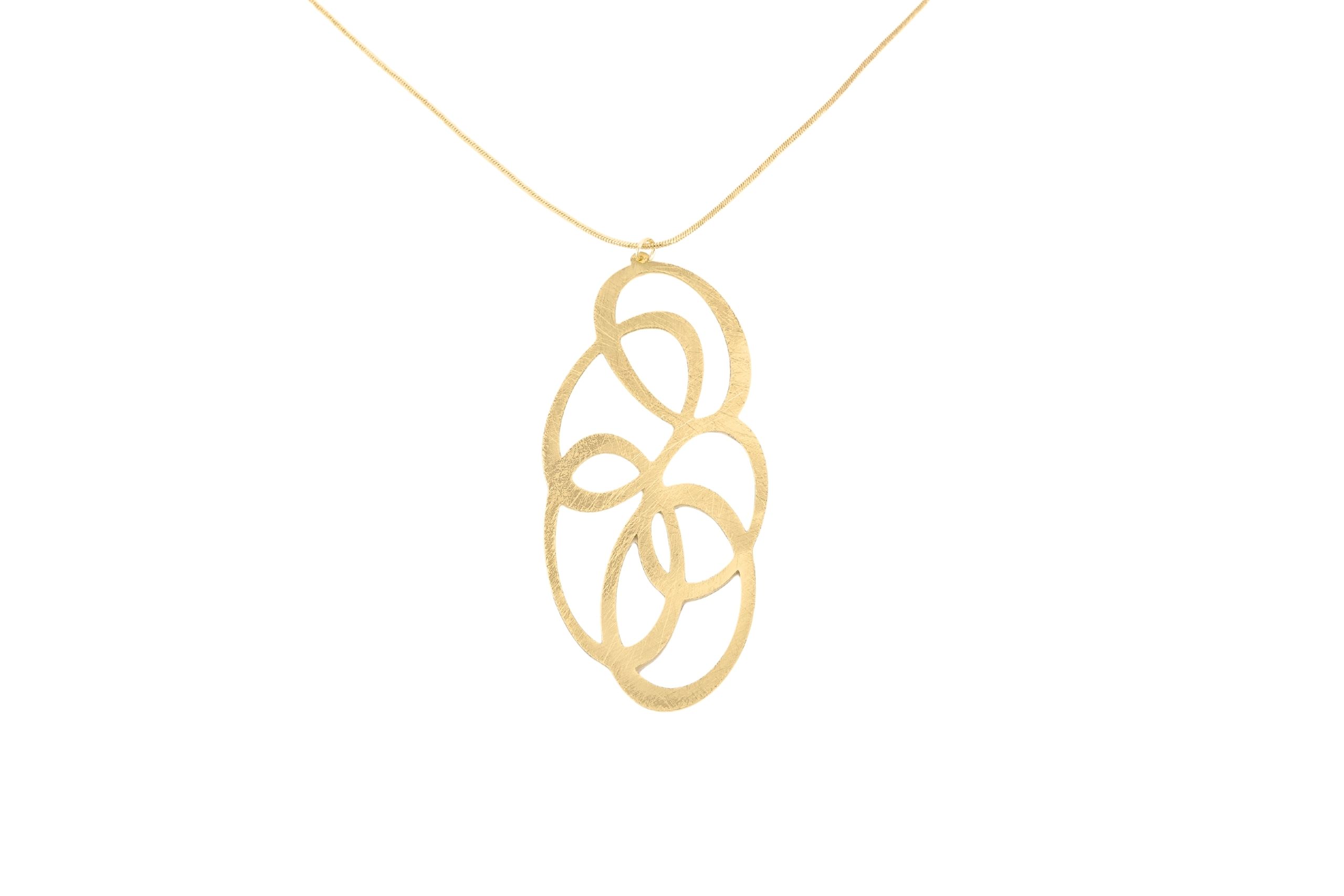 Collana lunga ottone pendente ovali intrecciati