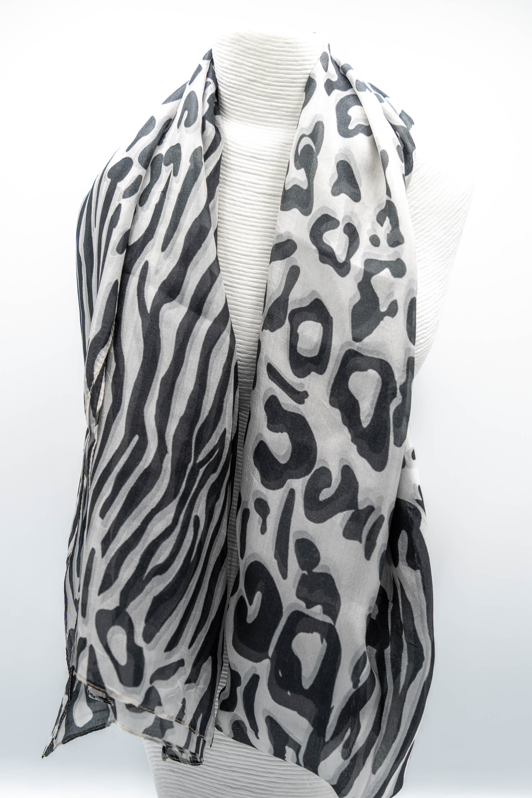Sciarpa seta piccola disegno zebrato e leopardato