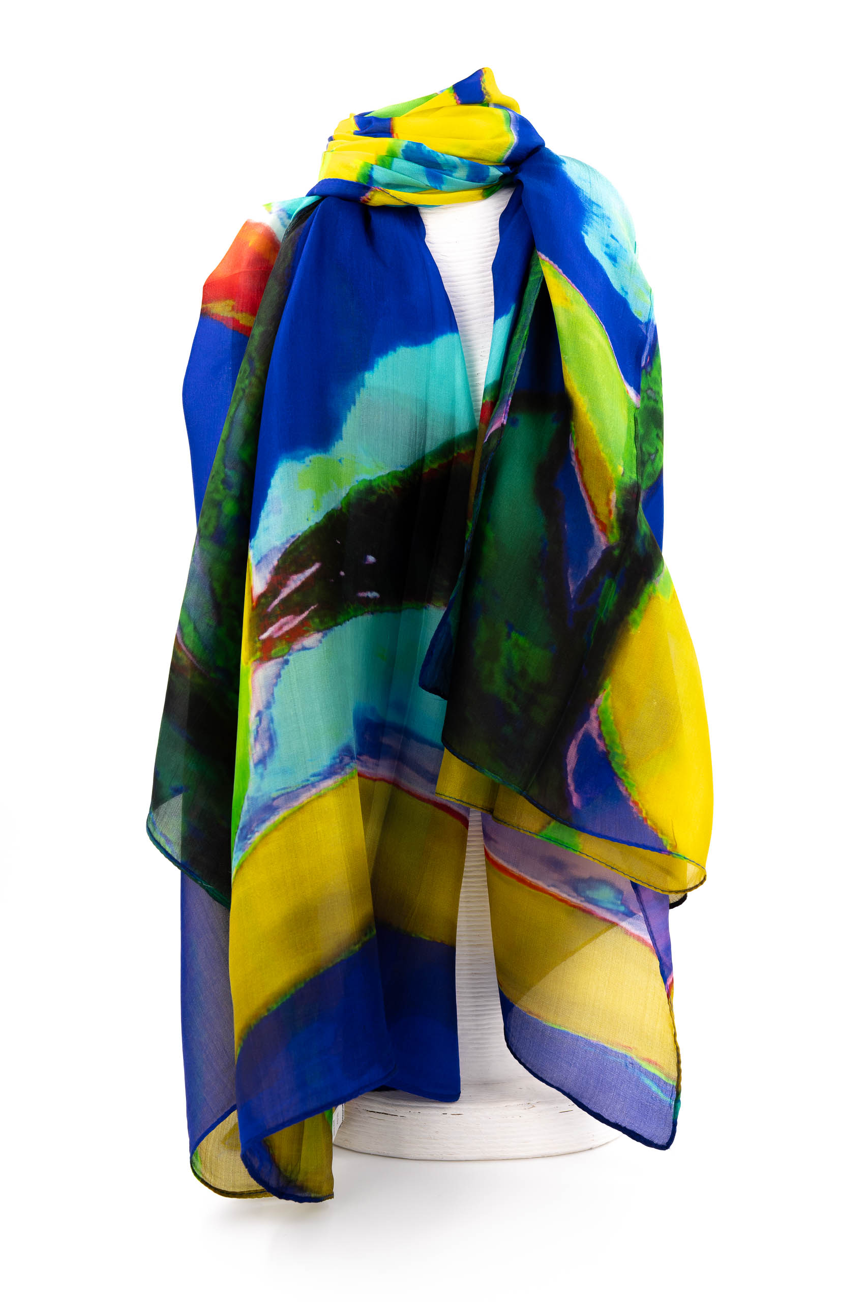 Sciarpa seta grande 100x180 disegno astratto multi color