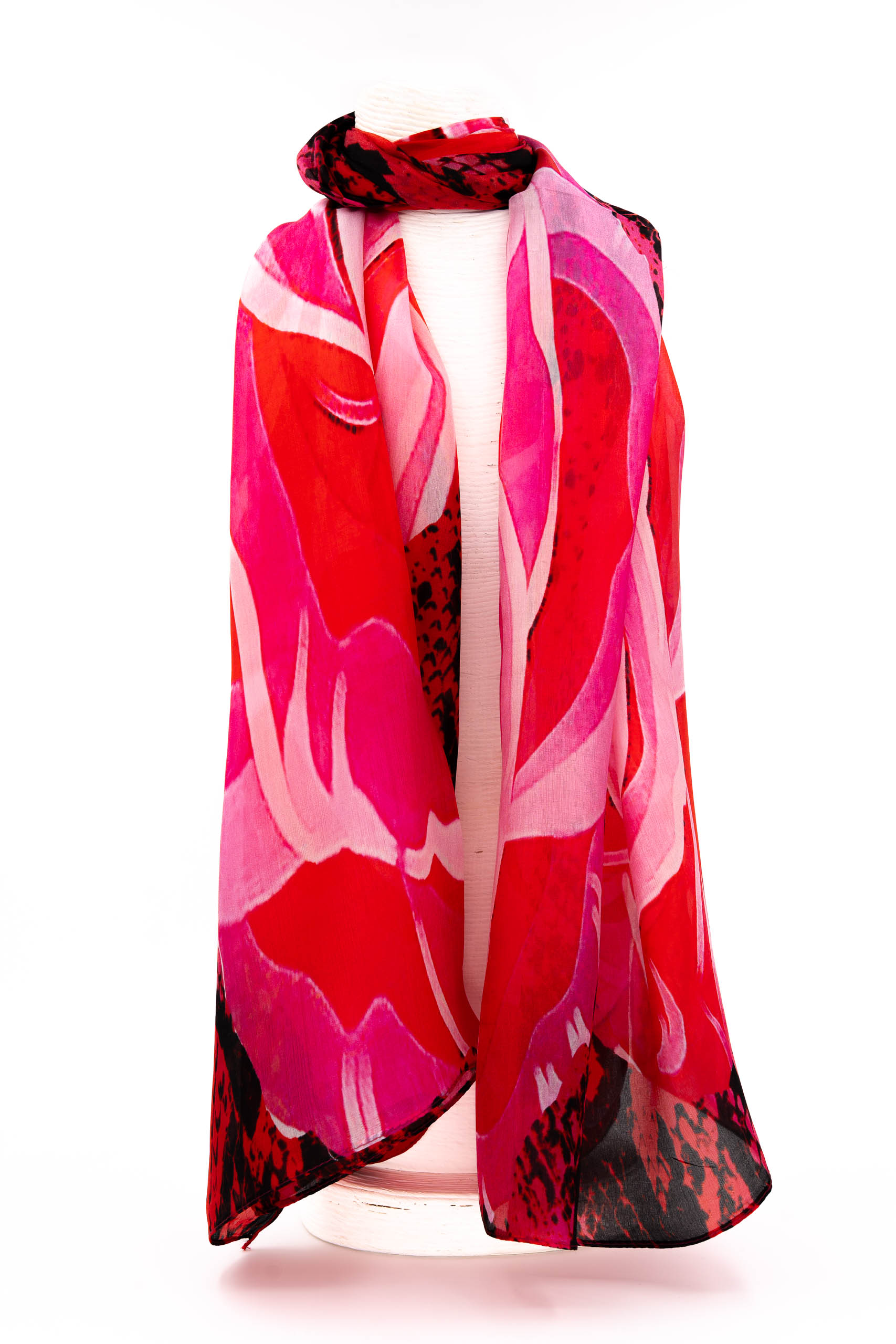 Sciarpa seta piccola 50x180 disegno pitonato fucsia