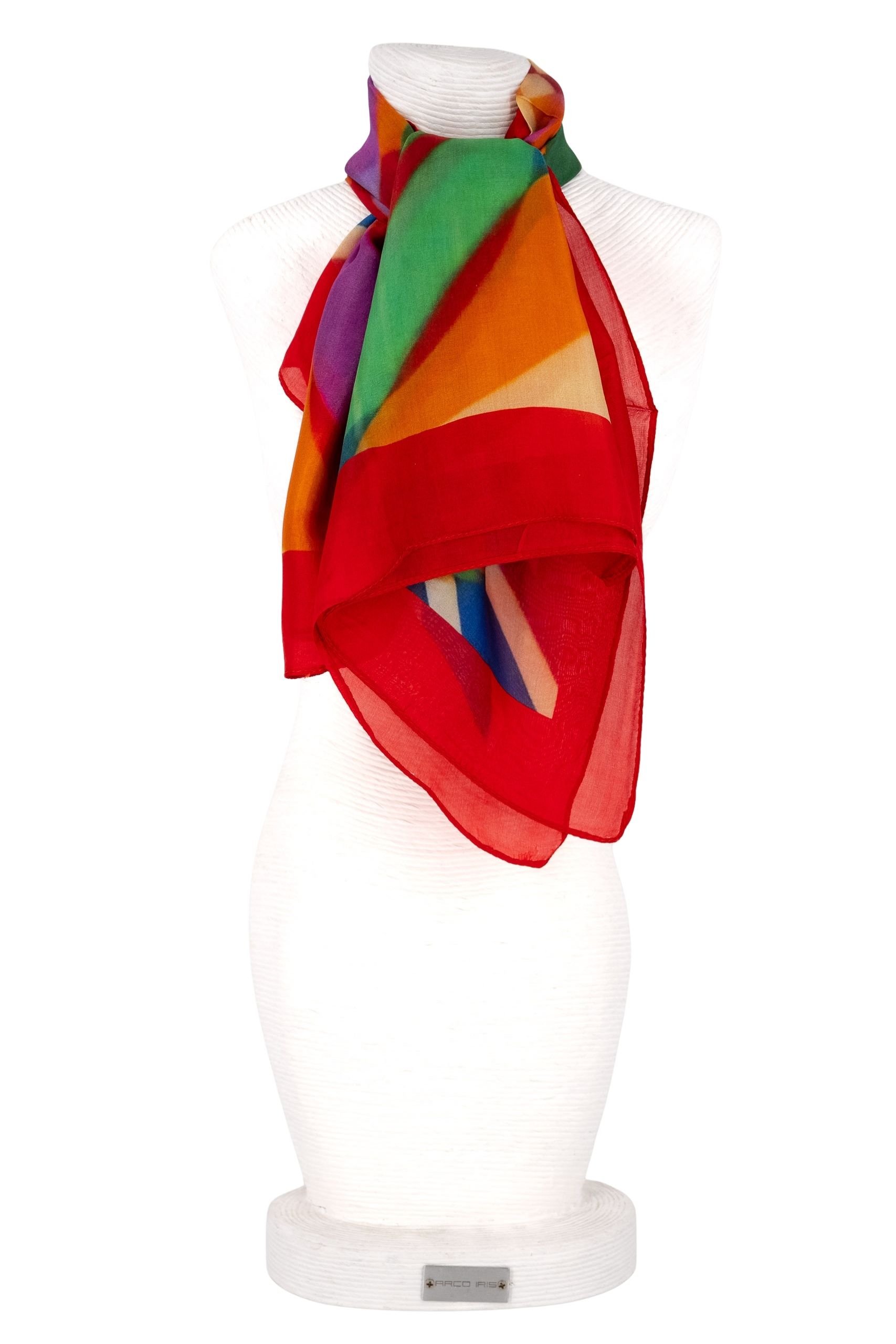 Sciarpa seta quadrata 70x70 disegno rombi bordo rosso