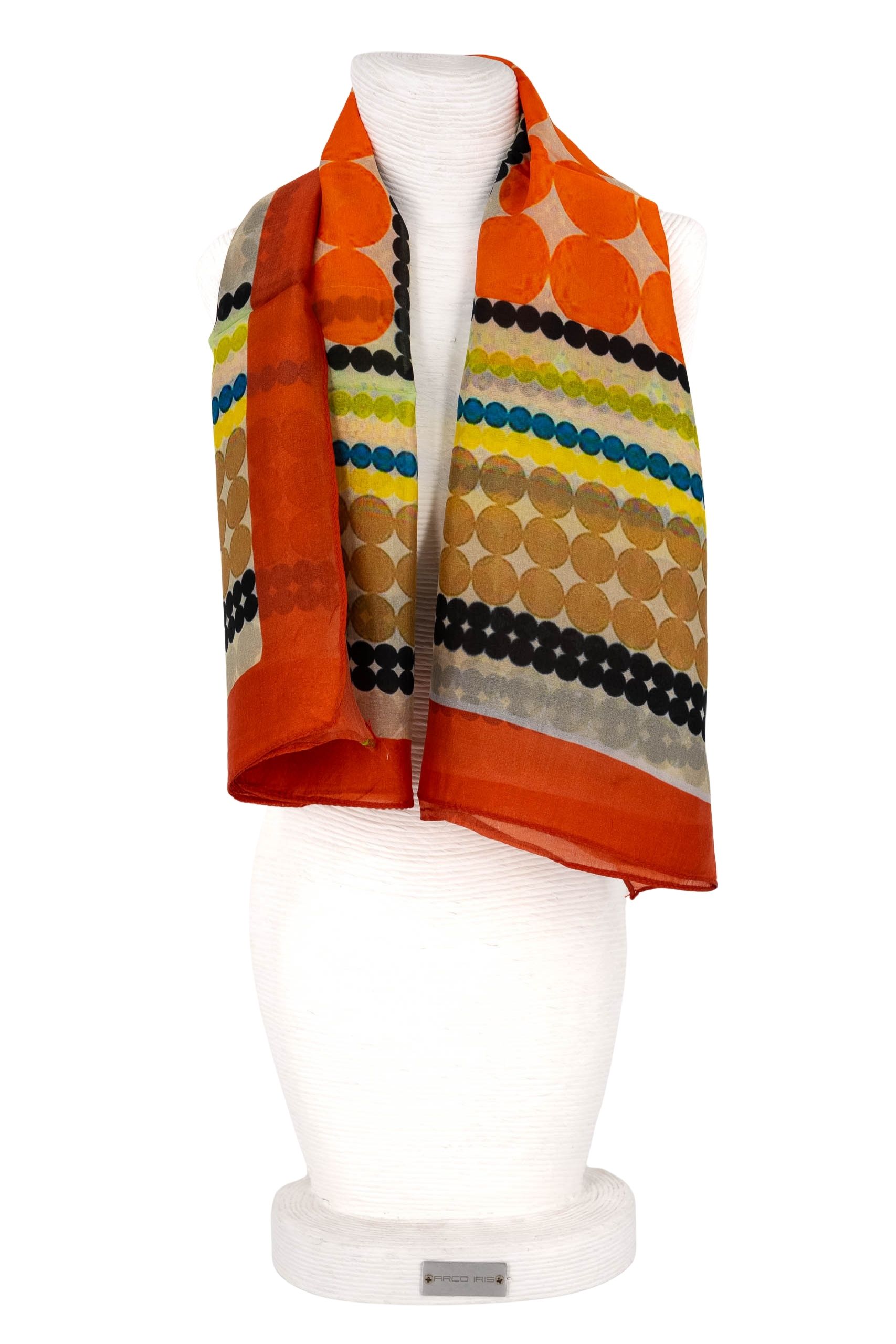 Sciarpa seta quadrata 70x70 disegno pois bordo ruggine