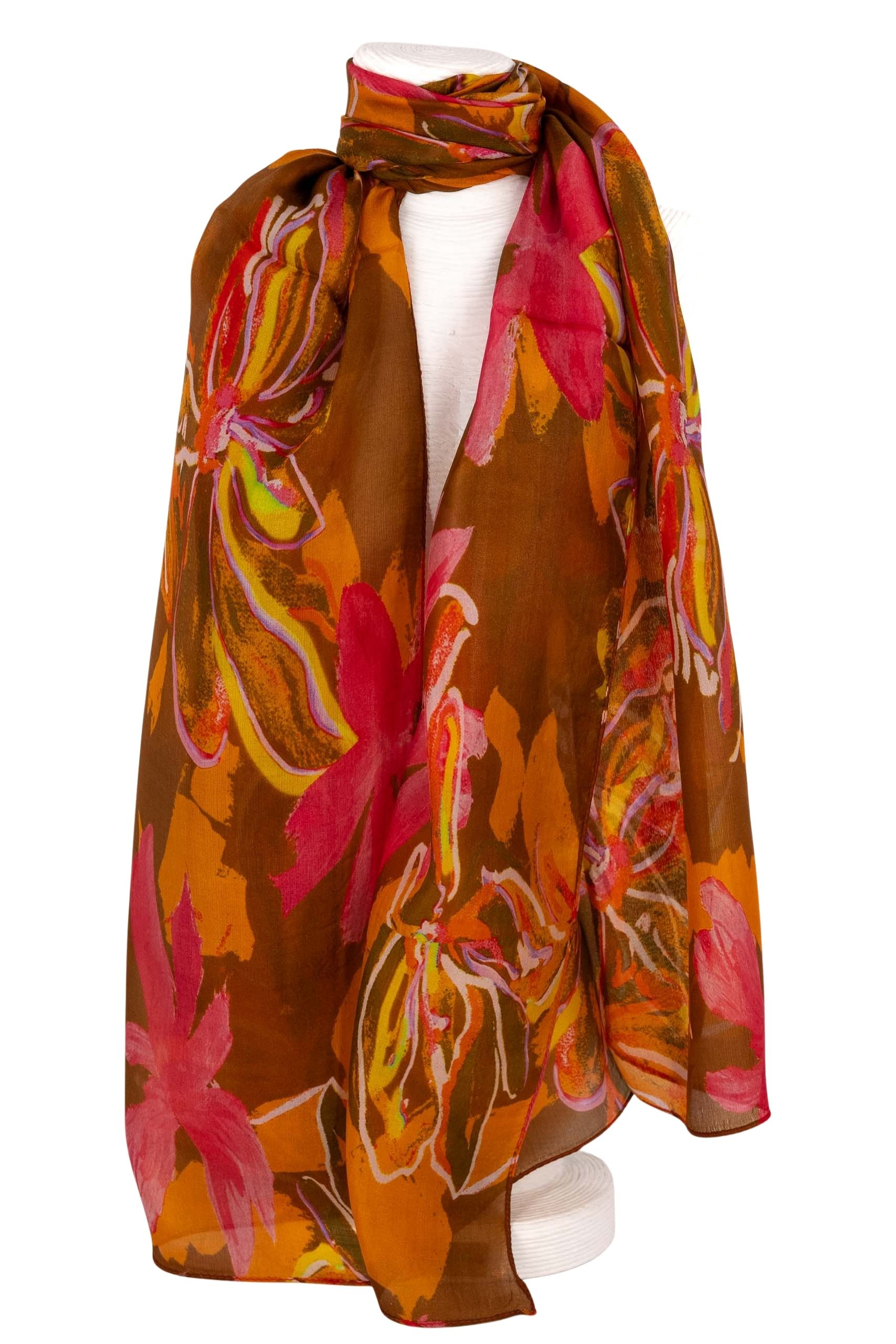 Sciarpa seta piccola 50x180 disegno fiori