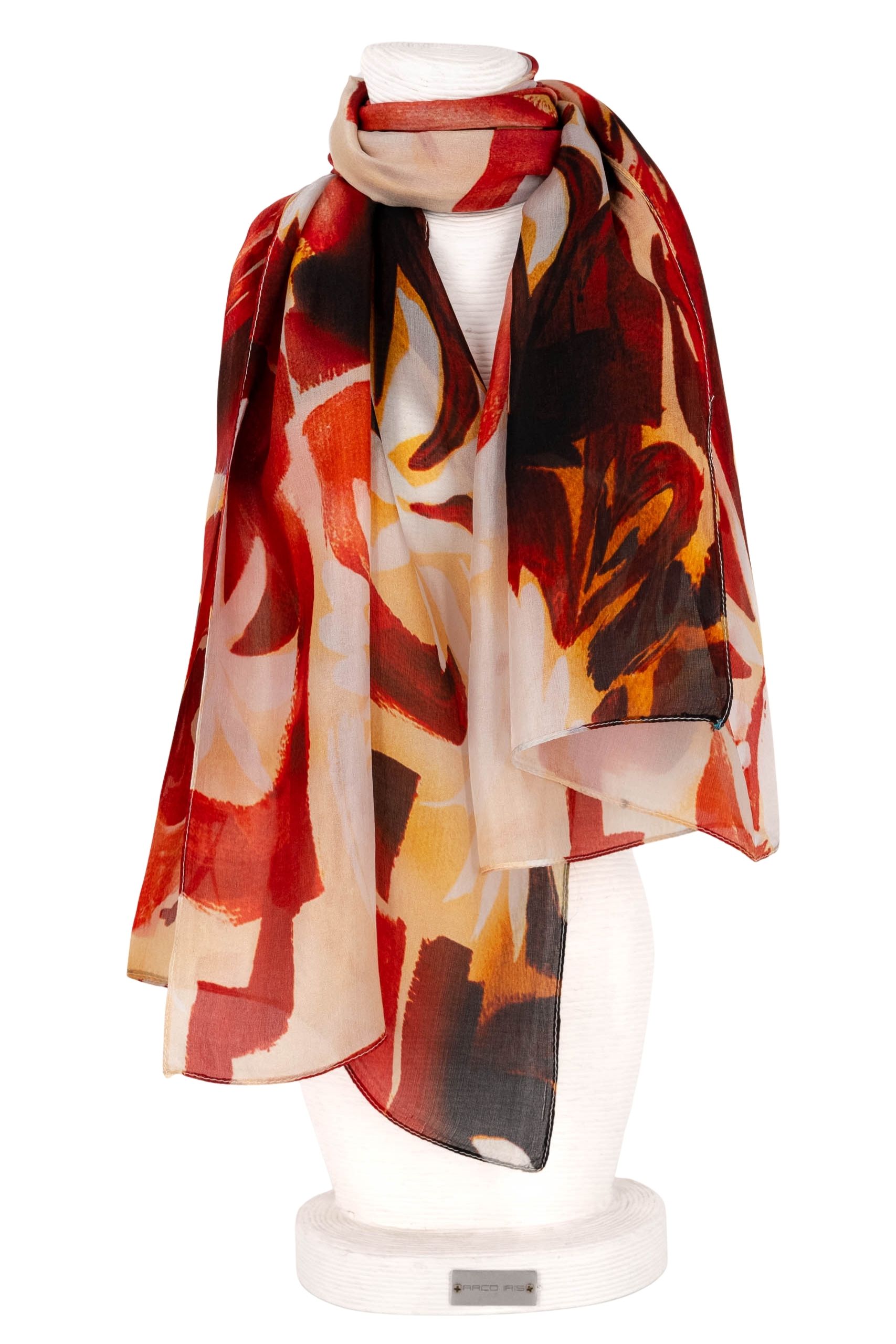 Sciarpa seta piccola 50x180 disegno fantasia con sole