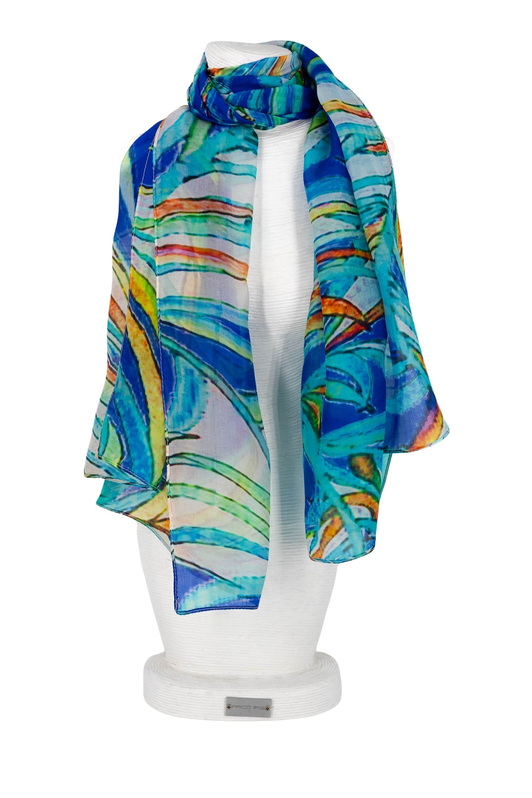 Sciarpa seta piccola 50x180 disegno foglie