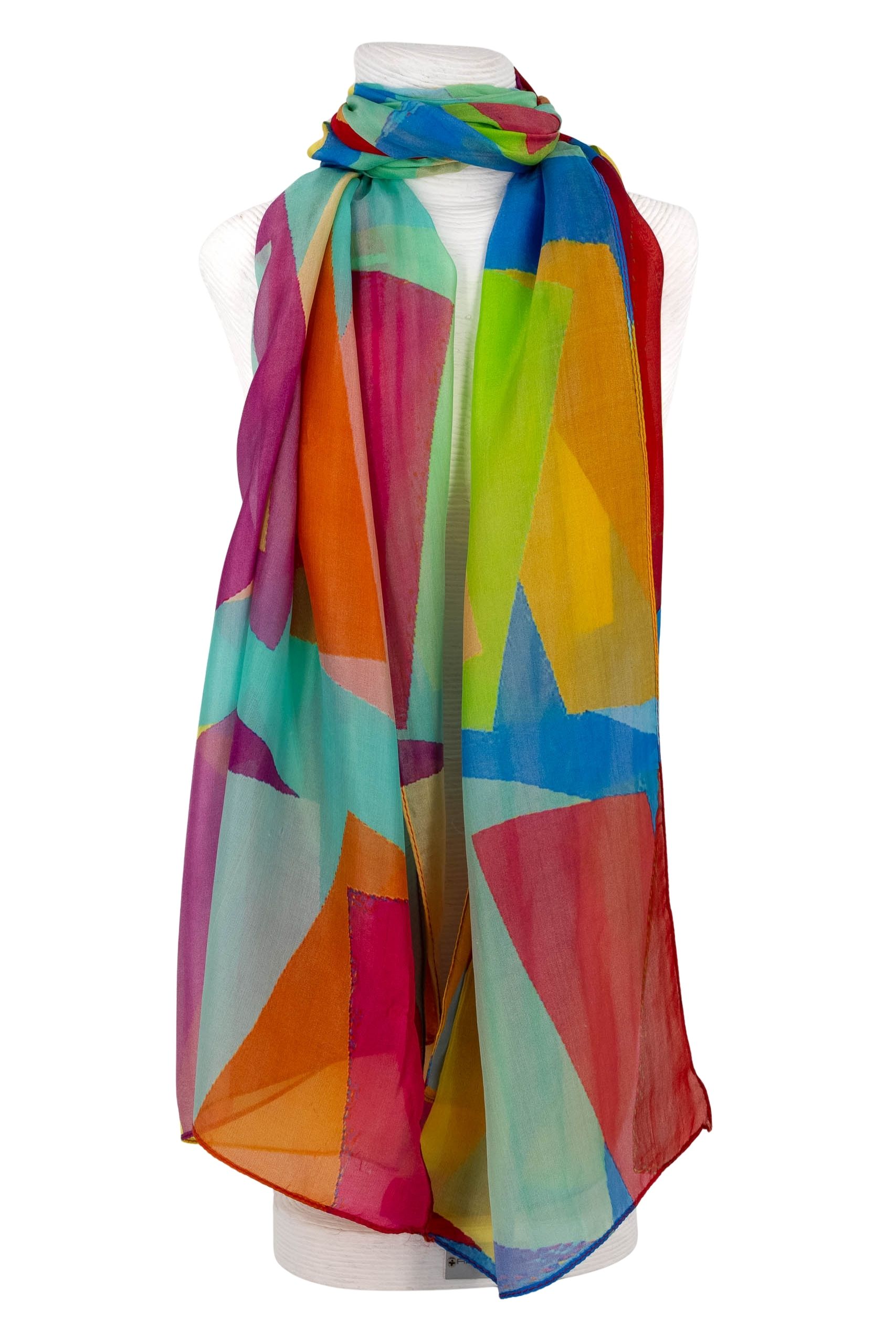 Sciarpa seta piccola 50x180 disegno rettangoli sovrapposti