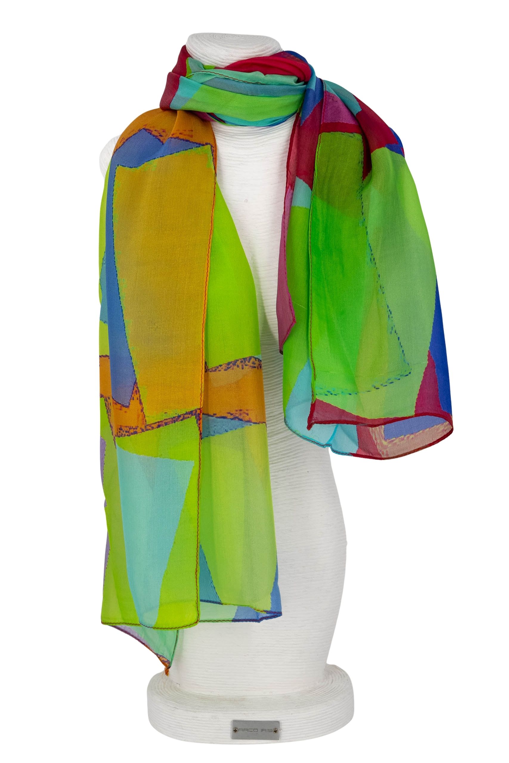 Sciarpa seta piccola 50x180 disegno rettangoli sovrapposti