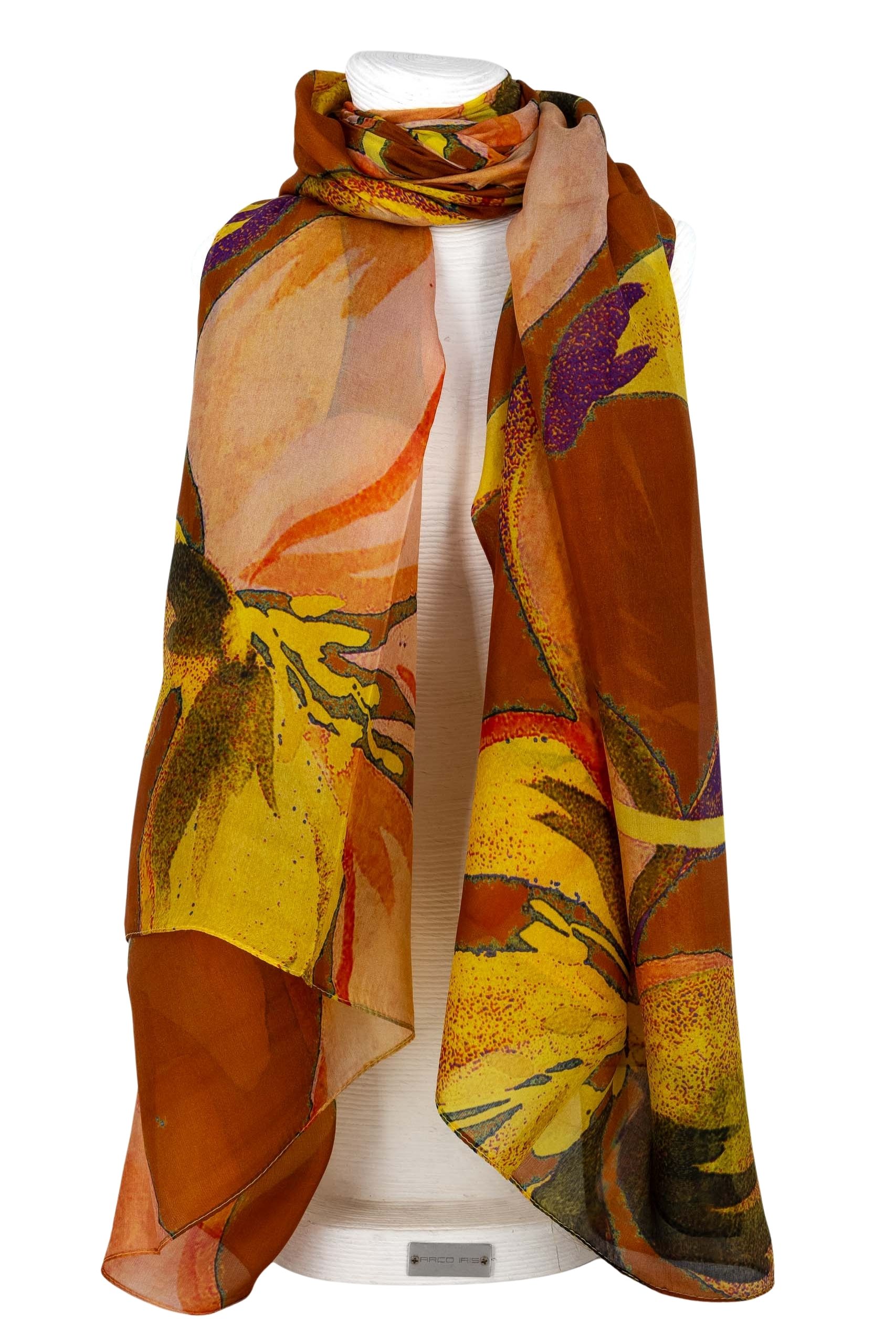 Sciarpa seta grande 100x180 disegno fiori