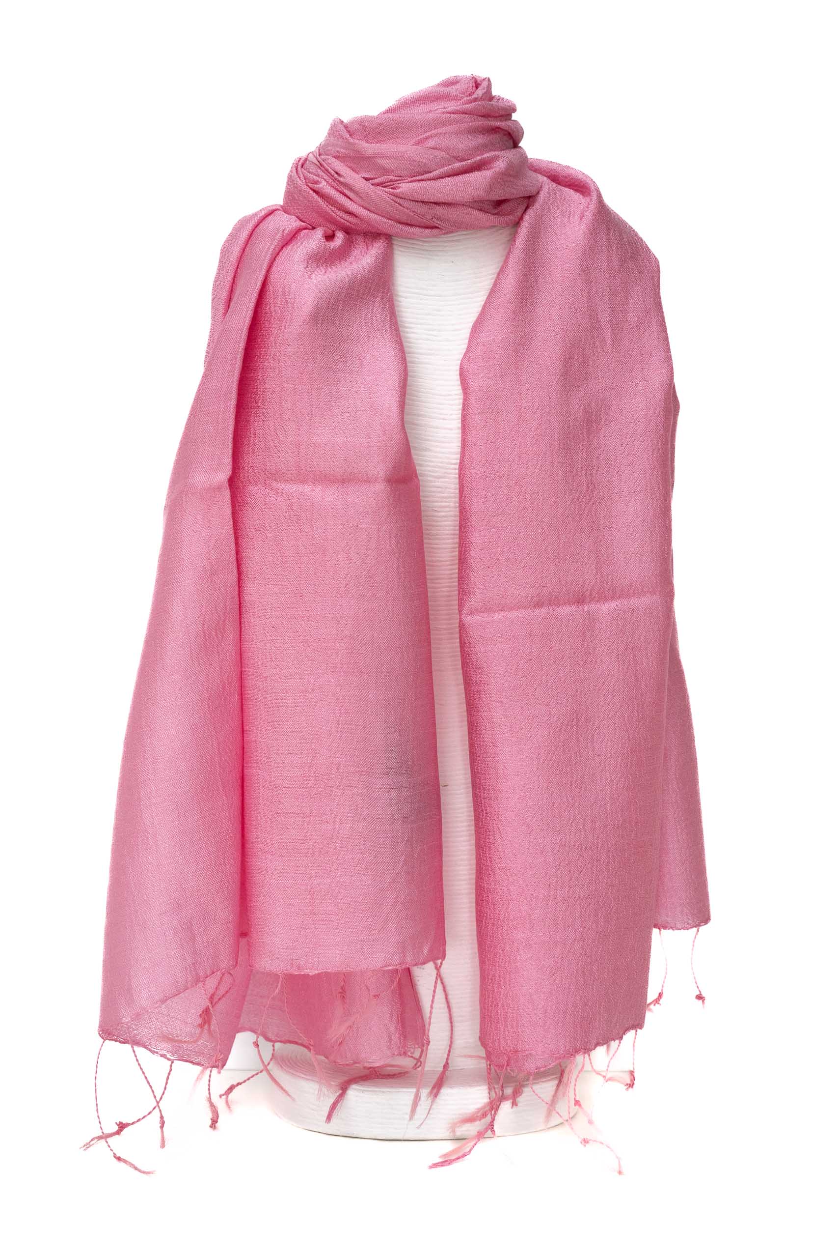 Sciarpa seta grezza tinta unita rosa