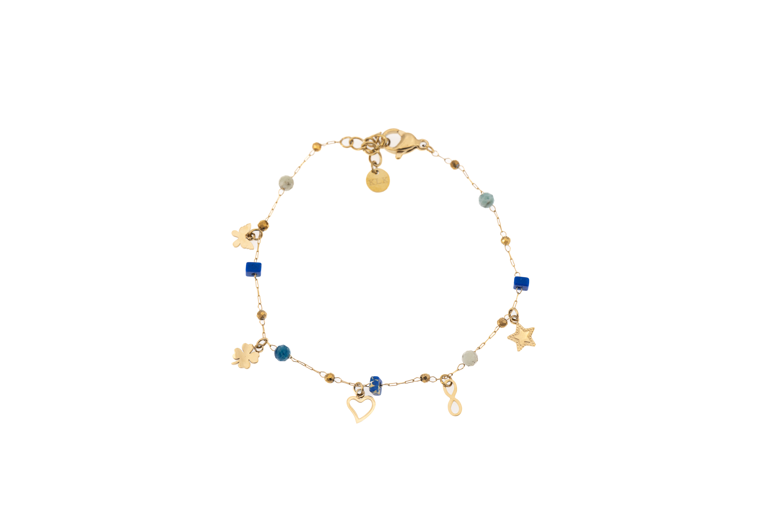 Cavigliera acciaio e pietra arancio con cinque pendente