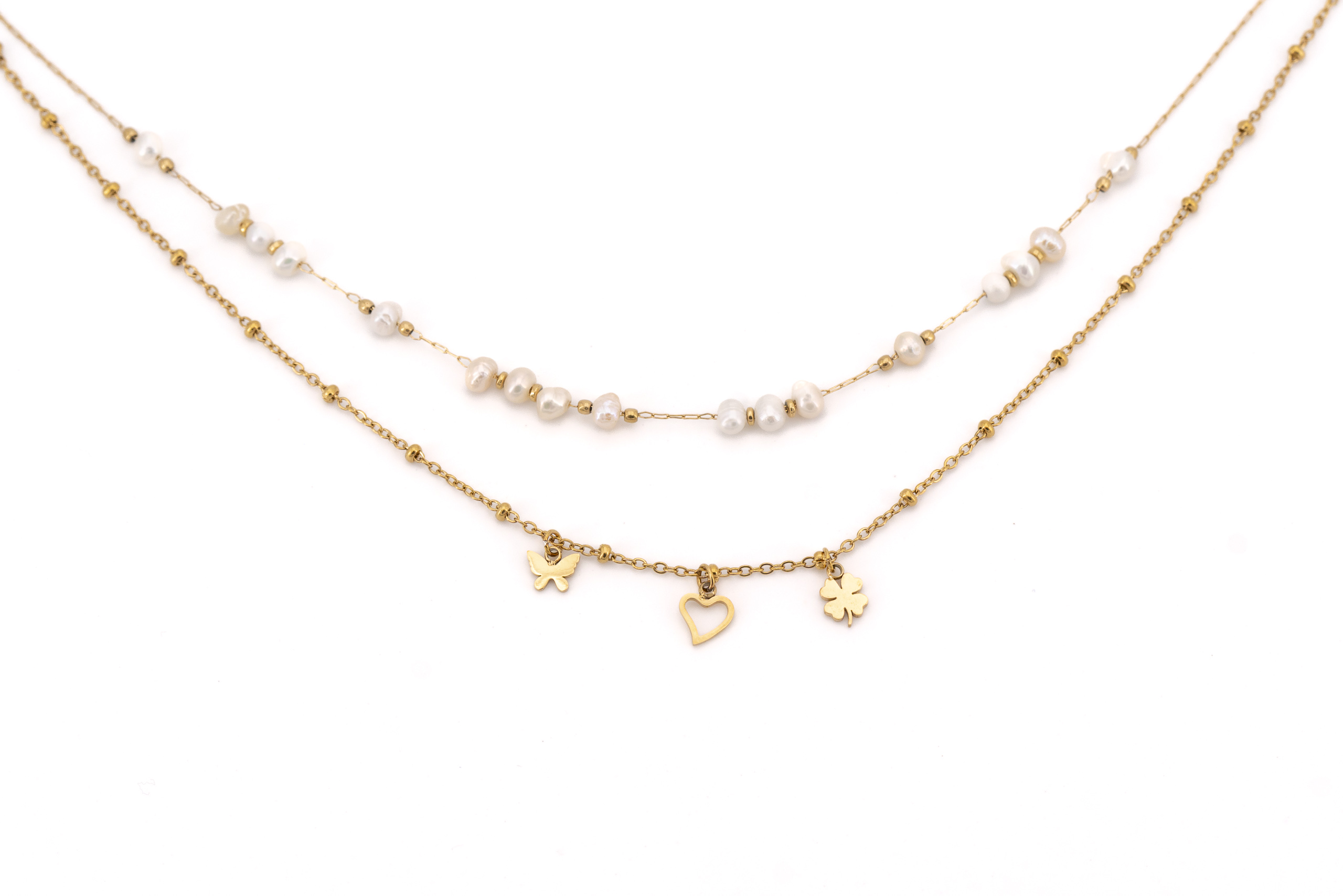 stainless steel necklace and stone