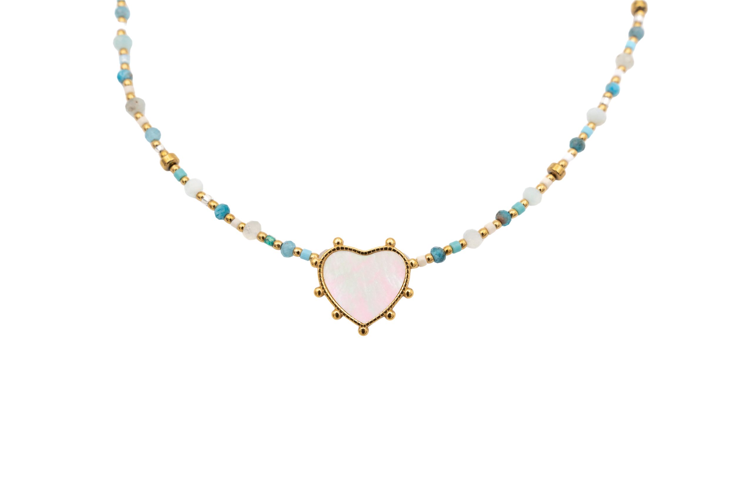 stainless steel necklace and stone