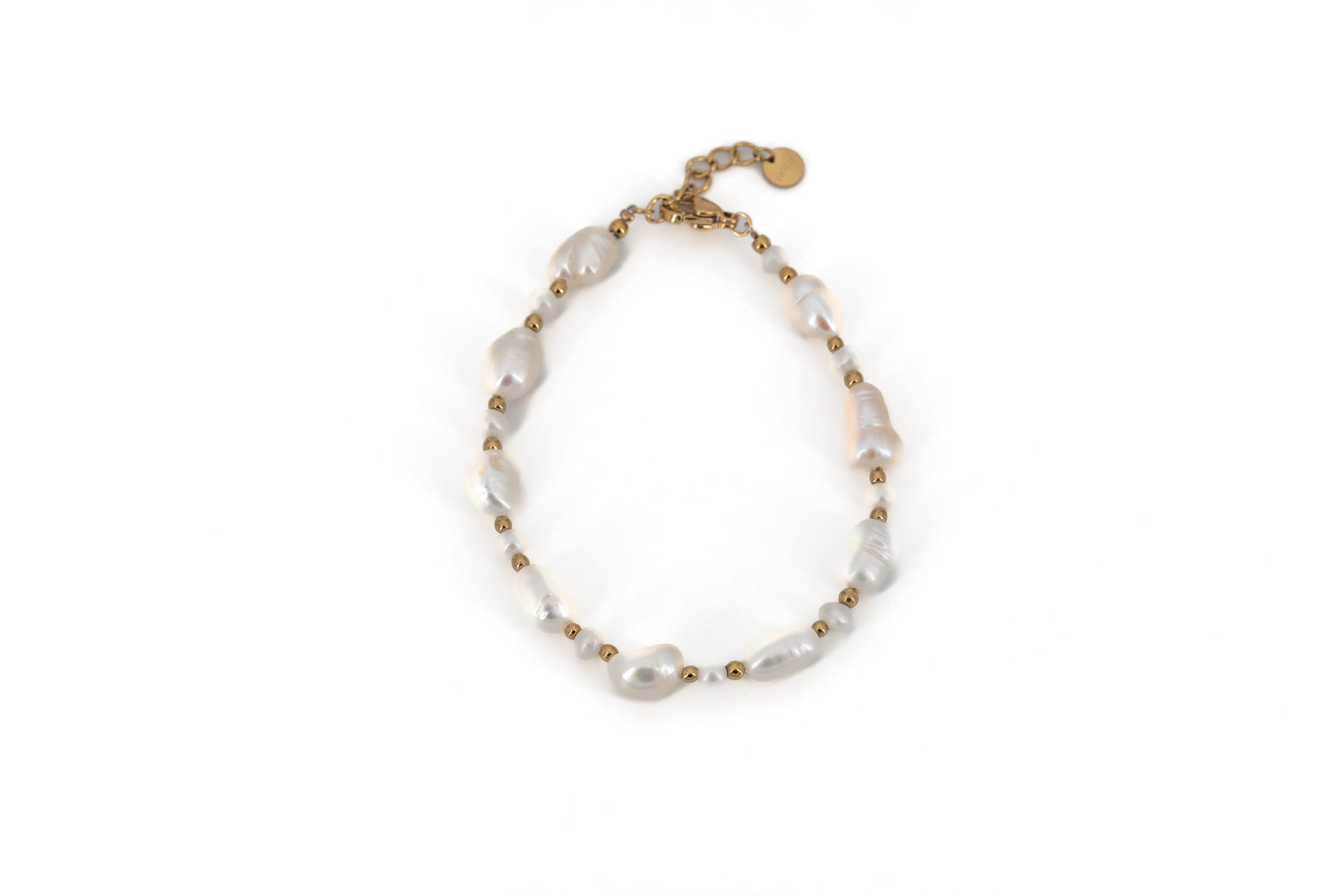 Bracciale acciaio dorato con perle