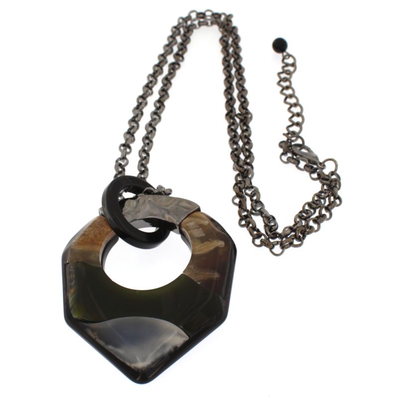 COLLANA CAT.LUNGA PEND.RESINA A PUNTA CON FORO CENTRALE