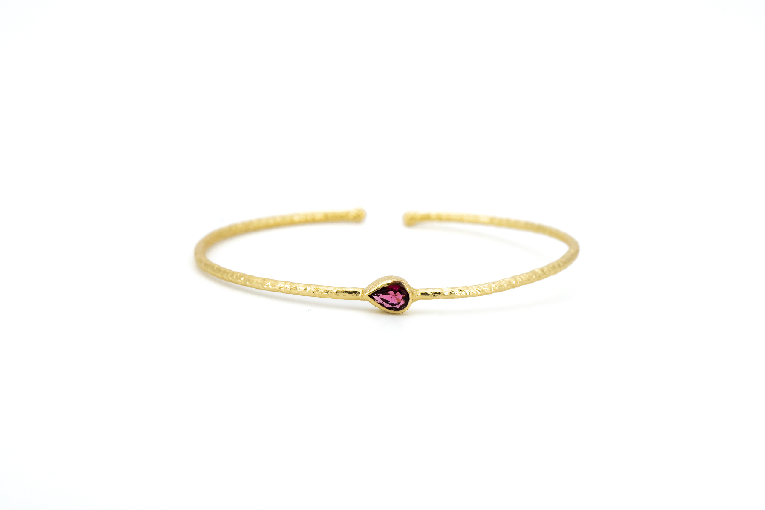 Bracciale ottone goccia Quarzo idrotermale rosa fucsia