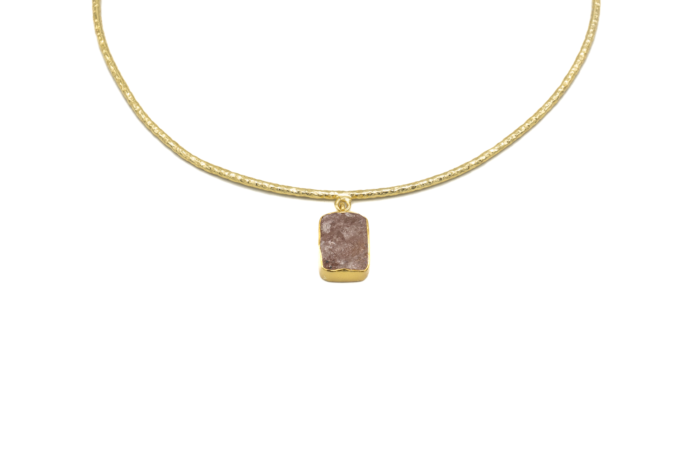 Choker ottone quarzo ciliegio