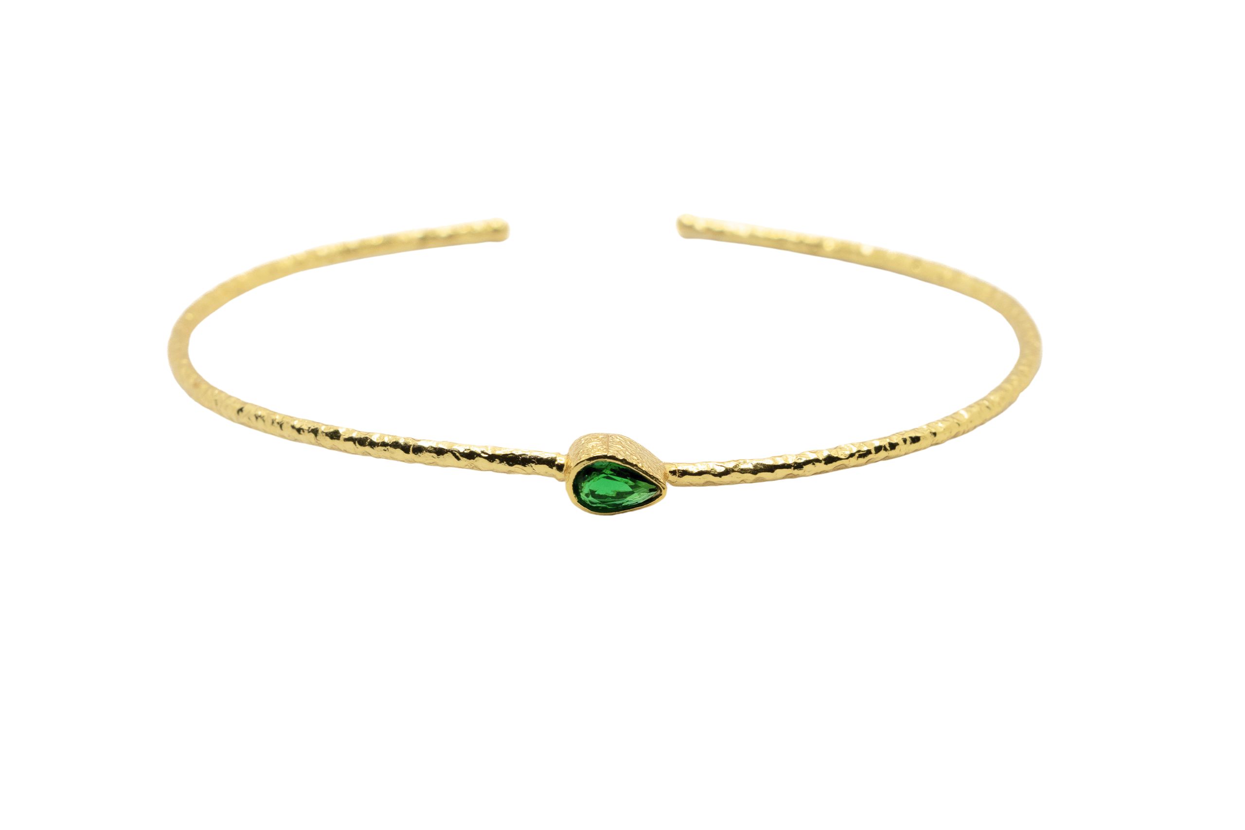 Bracciale ottone goccia Quarzo idrotermale verde