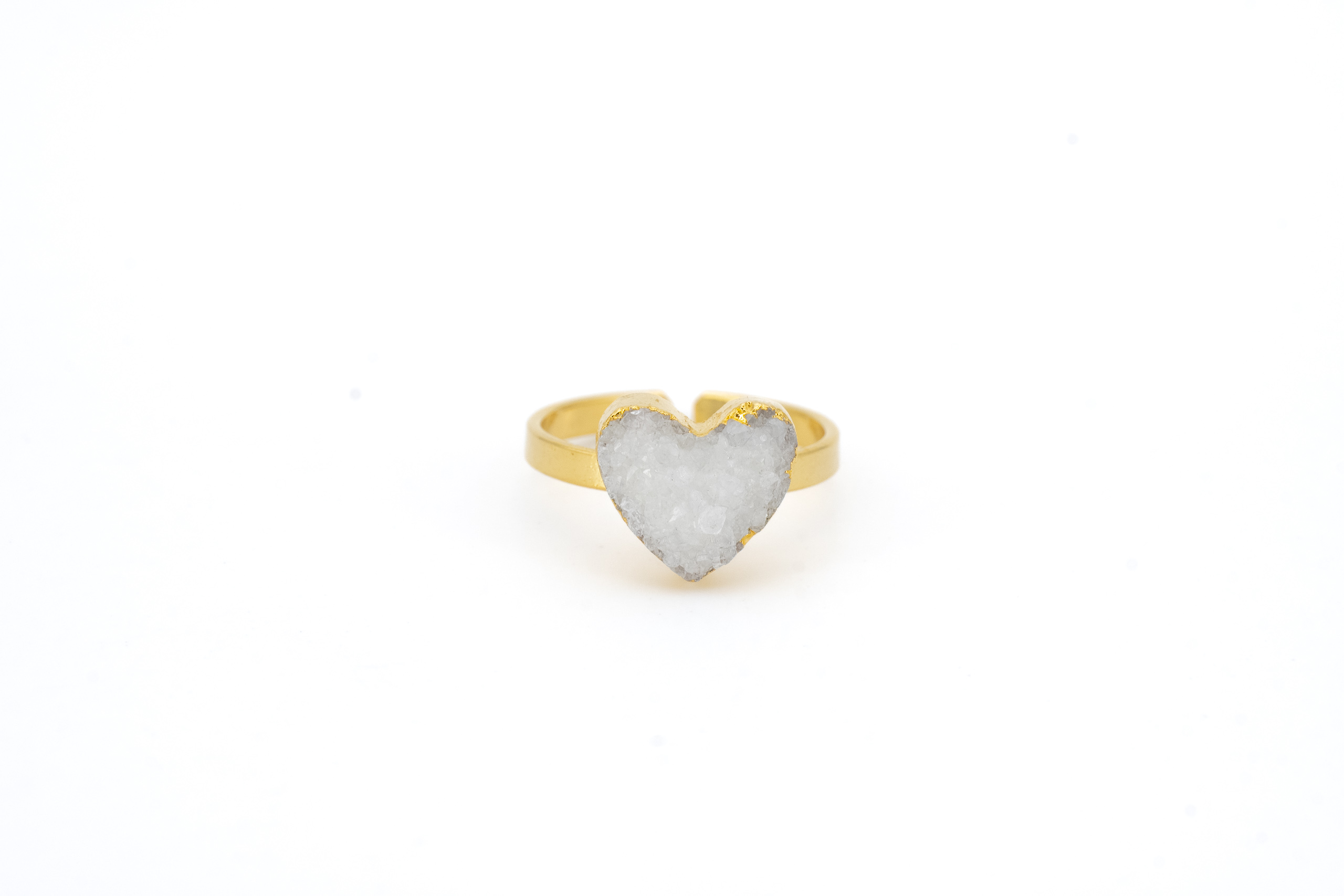 Anello ottone cuore Agata bianca