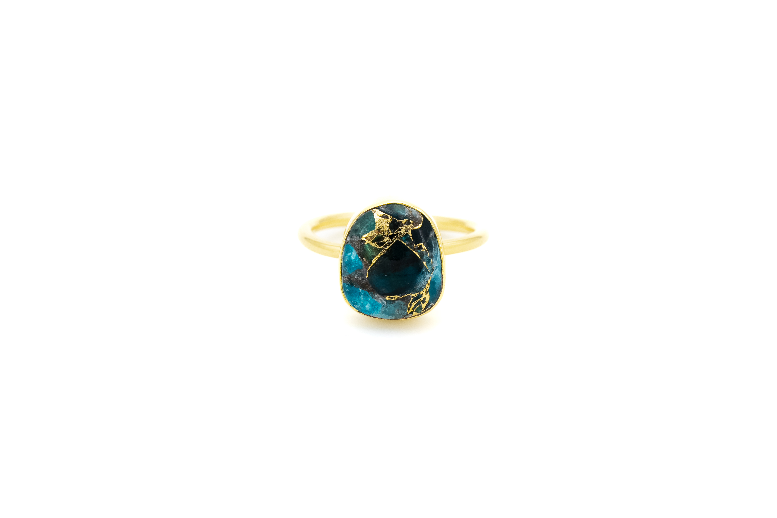 Anello ottone pietra ovale Apatite turchese