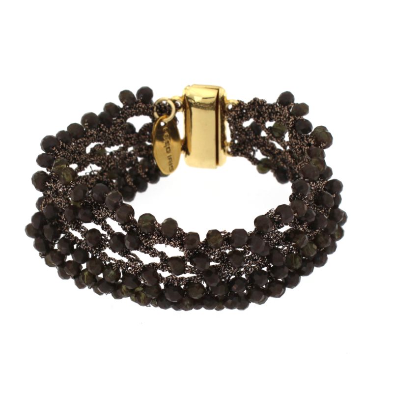 BRACCIALE CHIUS.A CALAMITA MULTI CRISTALLI MIX MARRONE COFFEE