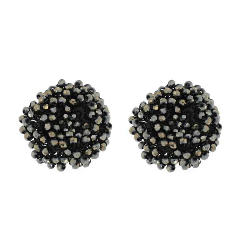 ORECCHINO A CLIP TONDO MULTI CRISTALLI GRIGI EMATITE