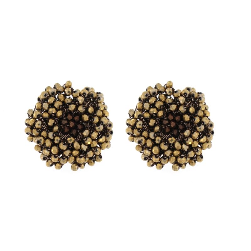 ORECCHINO A CLIP TONDO MULTI CRISTALLI ORO BRONZO