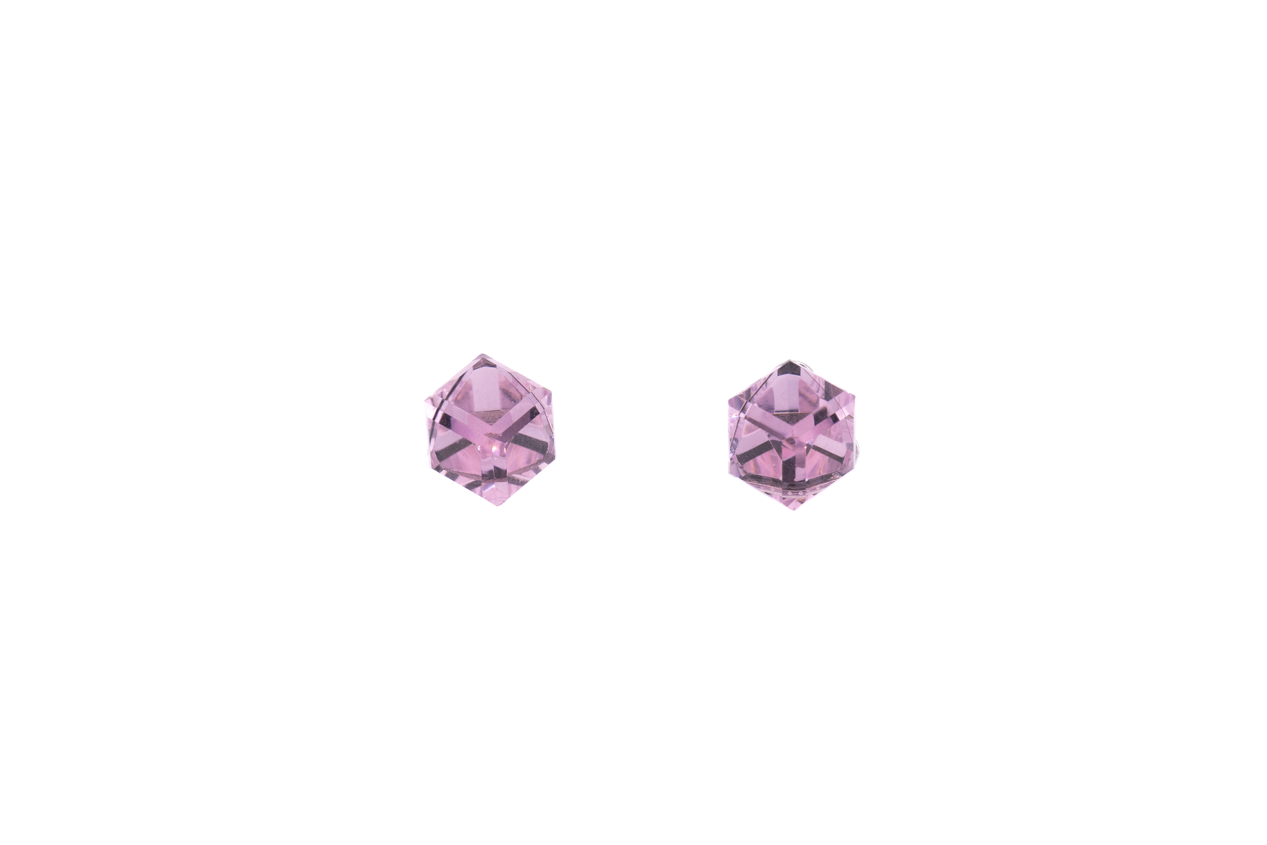 Orecchini argento 925 cubo cristallo rosa