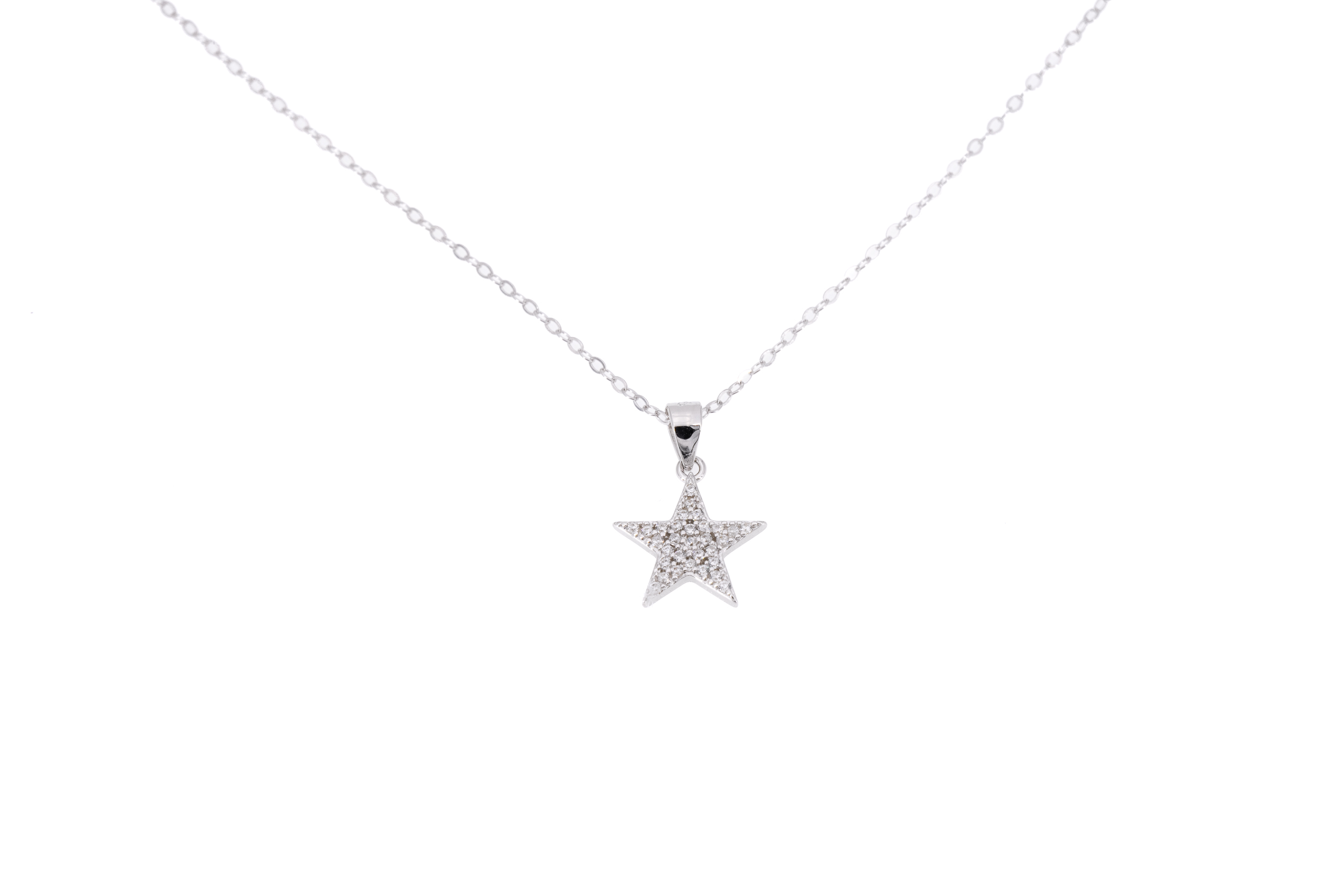 Collana catena corta argento 925 stella con zirconi bianchi