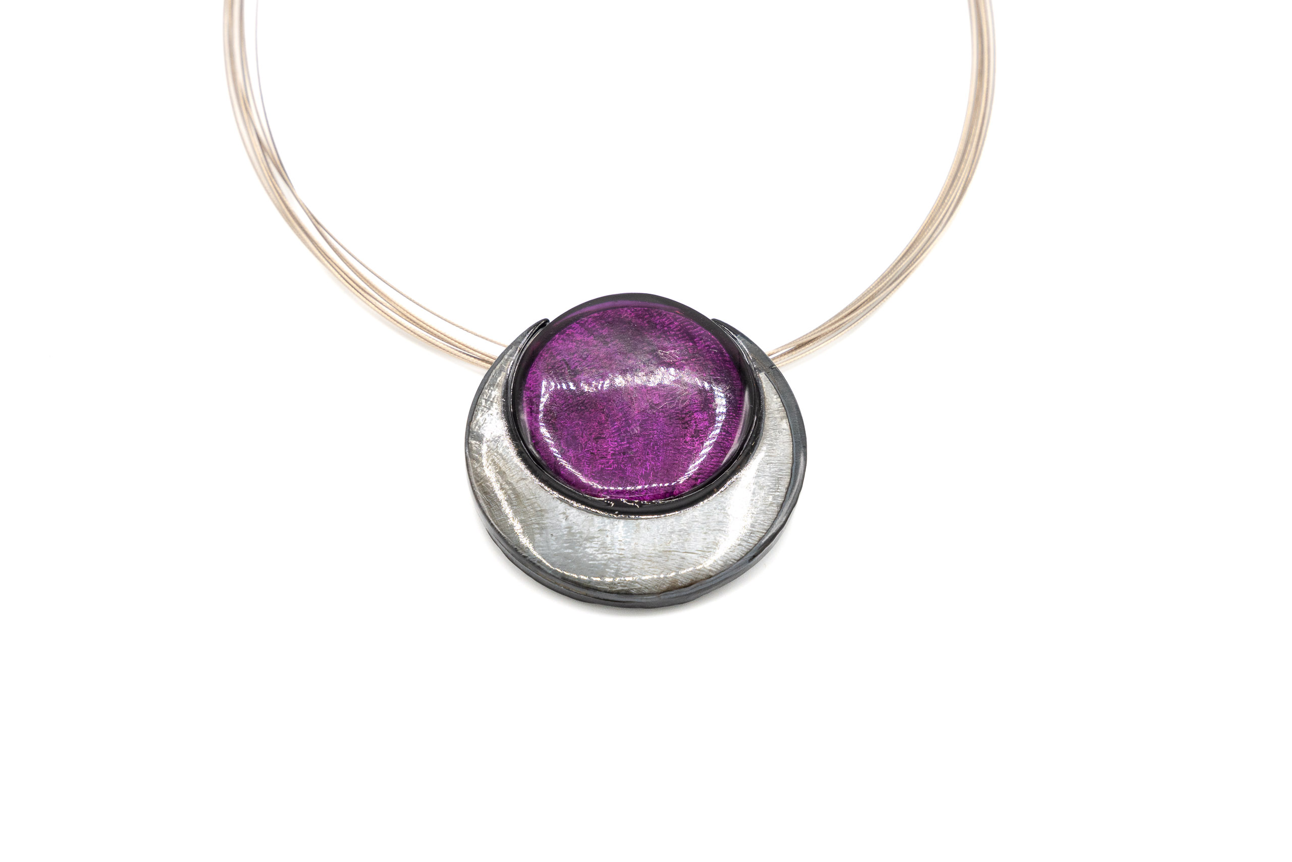 COLL.FILI ACCIAIO TONDO ZAMA BAGNO ORO ROSA+RESINA MADRE PERLA VIOLA GRI