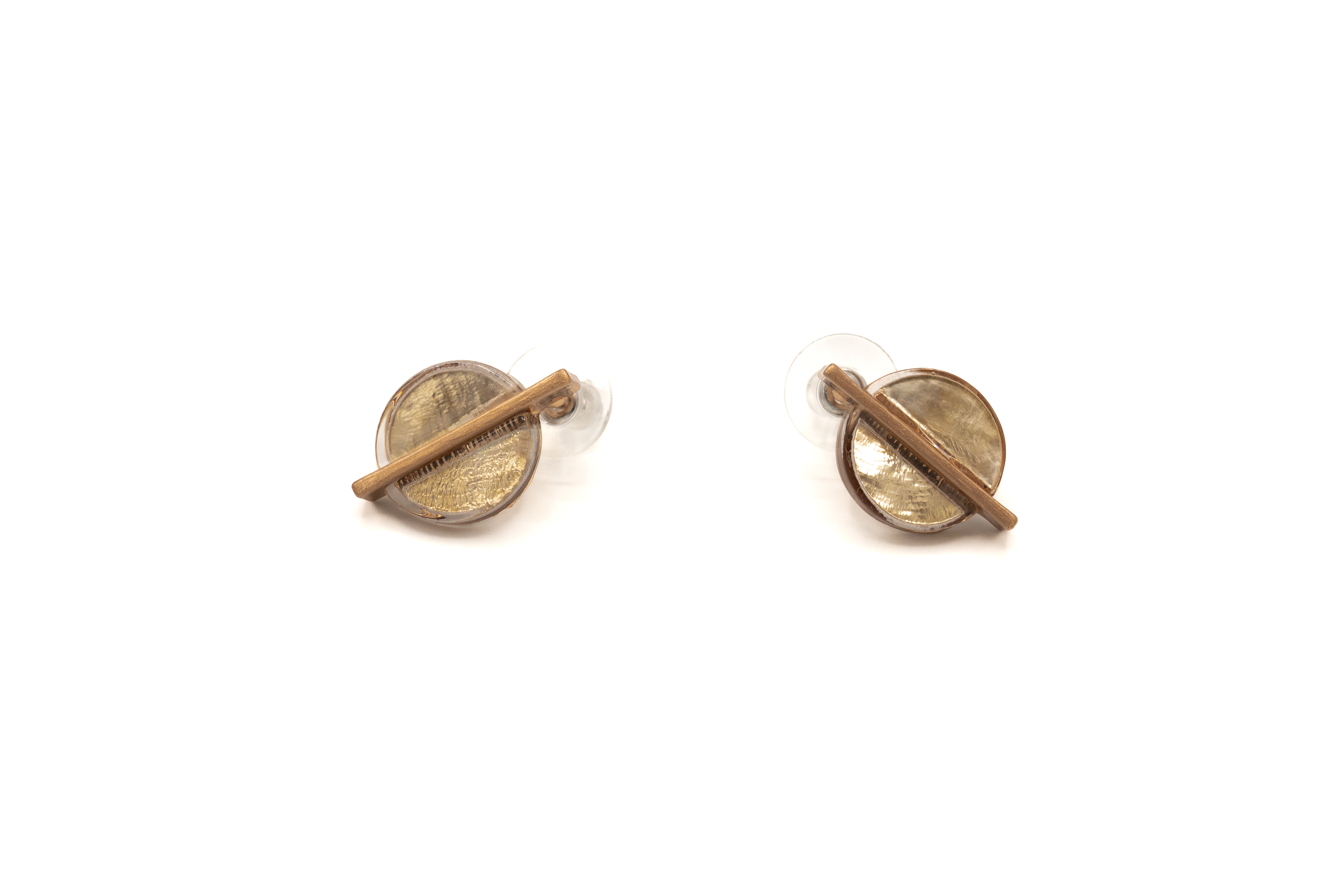 ORECCHINO A LOBO BARRETTA ZAMA BAGNO ORO ROSA RESINA MADRE PERLA BIANCO