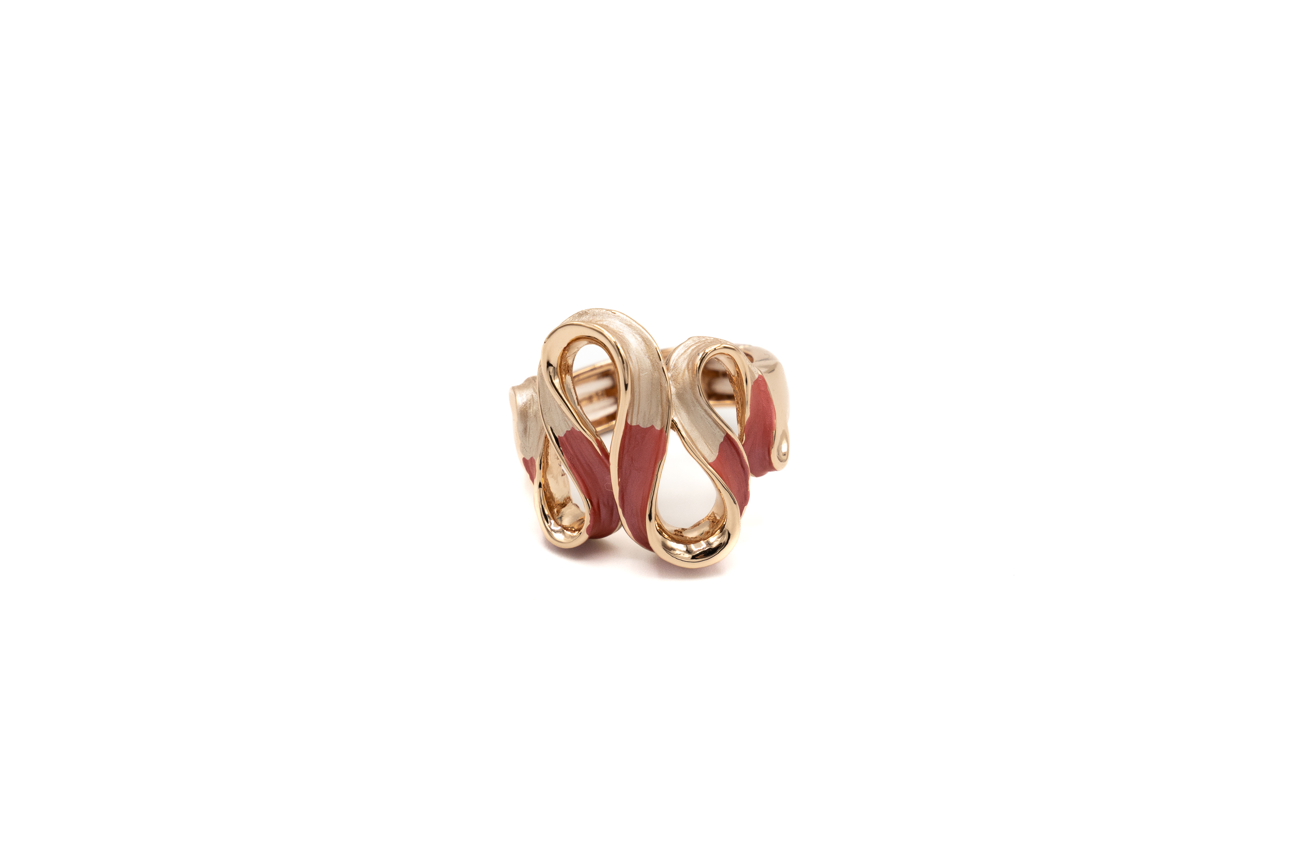 ANELLO ELASTICO MET.ZAMA BAGNO IN ORO ROSA SERPENTINO ROSSO+CREMA