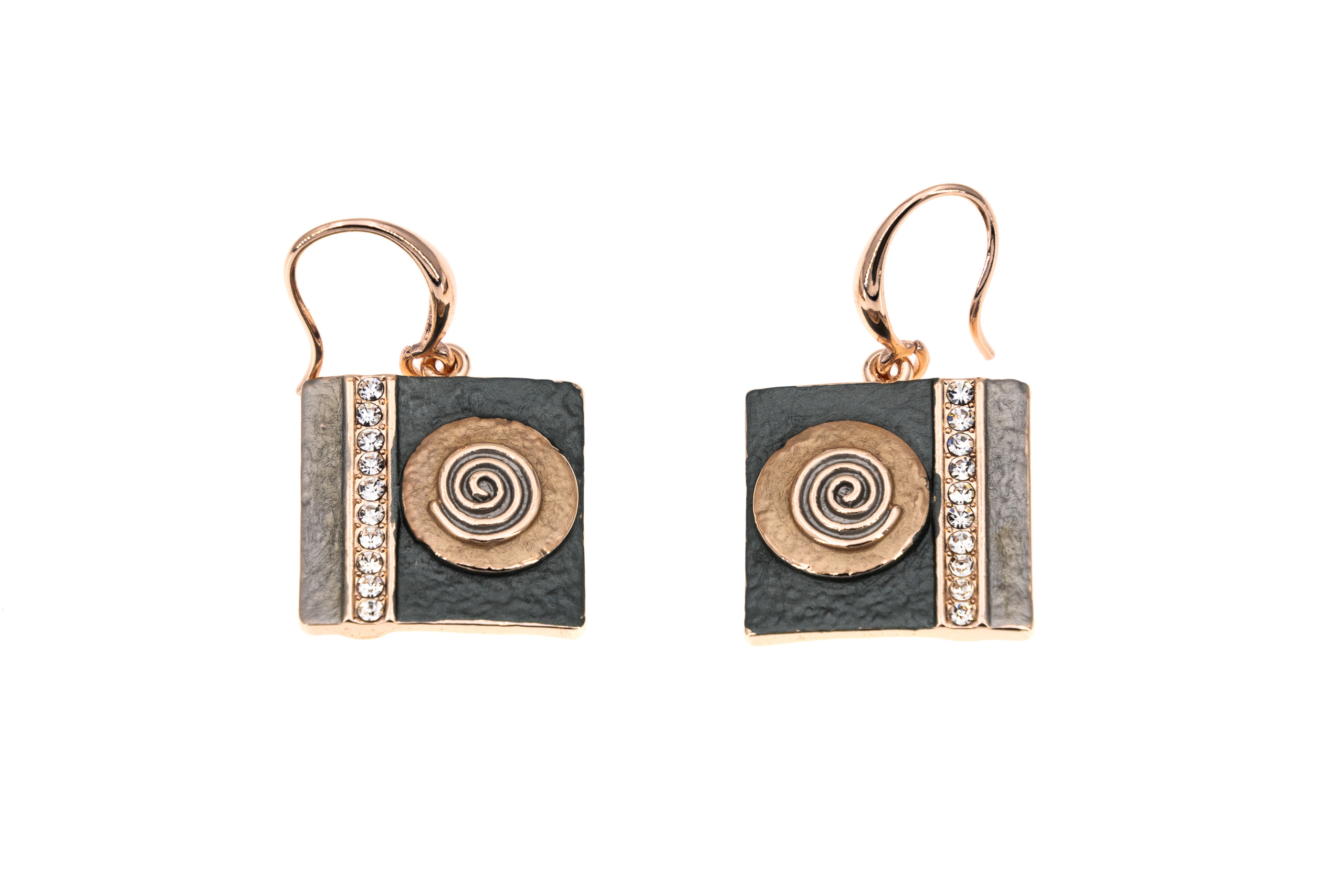 zamak earrings quadro con cristalli