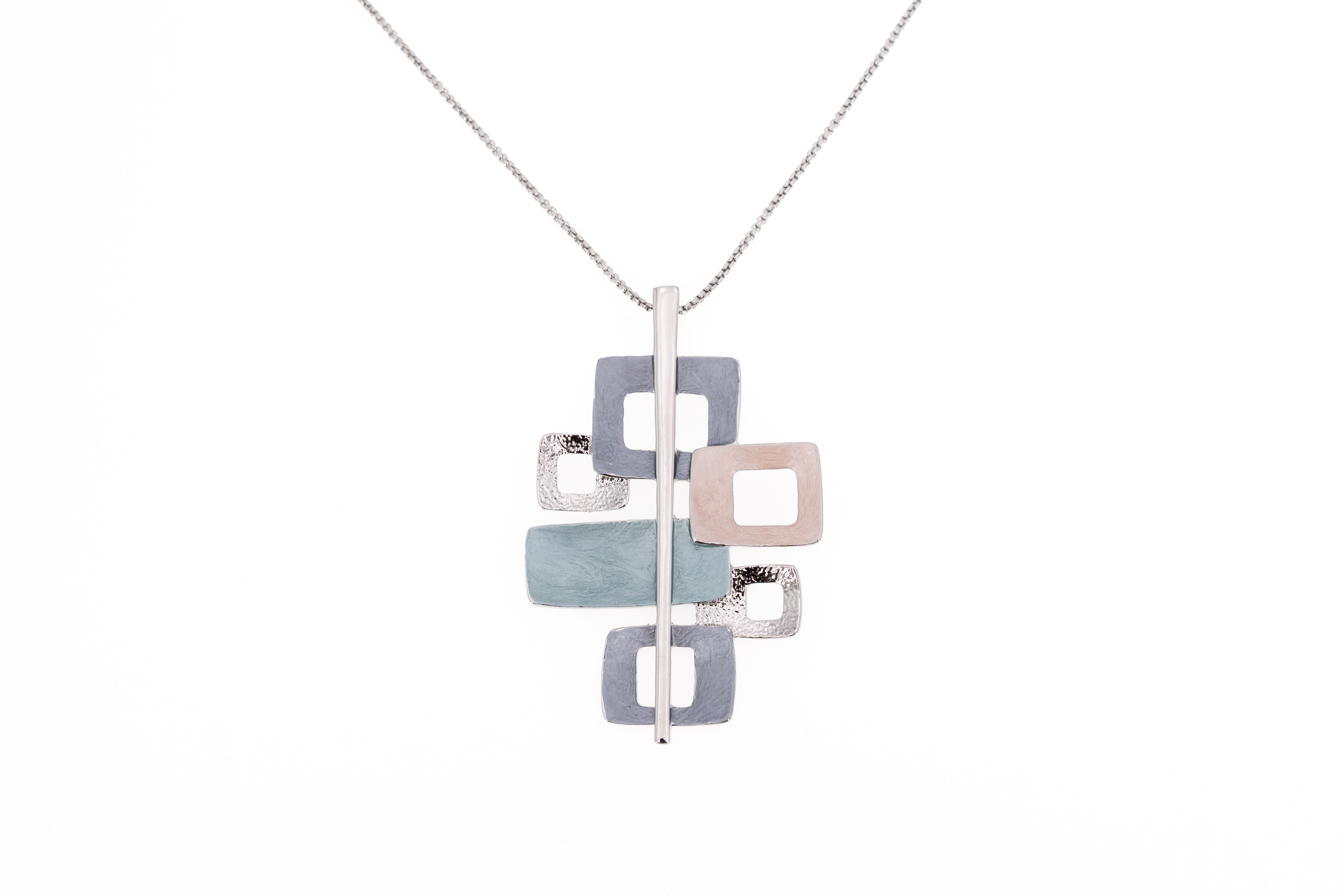 Collana Ciondolo Rettangolare Luckyshine Con Tormalina Blu E Argento – Vintage