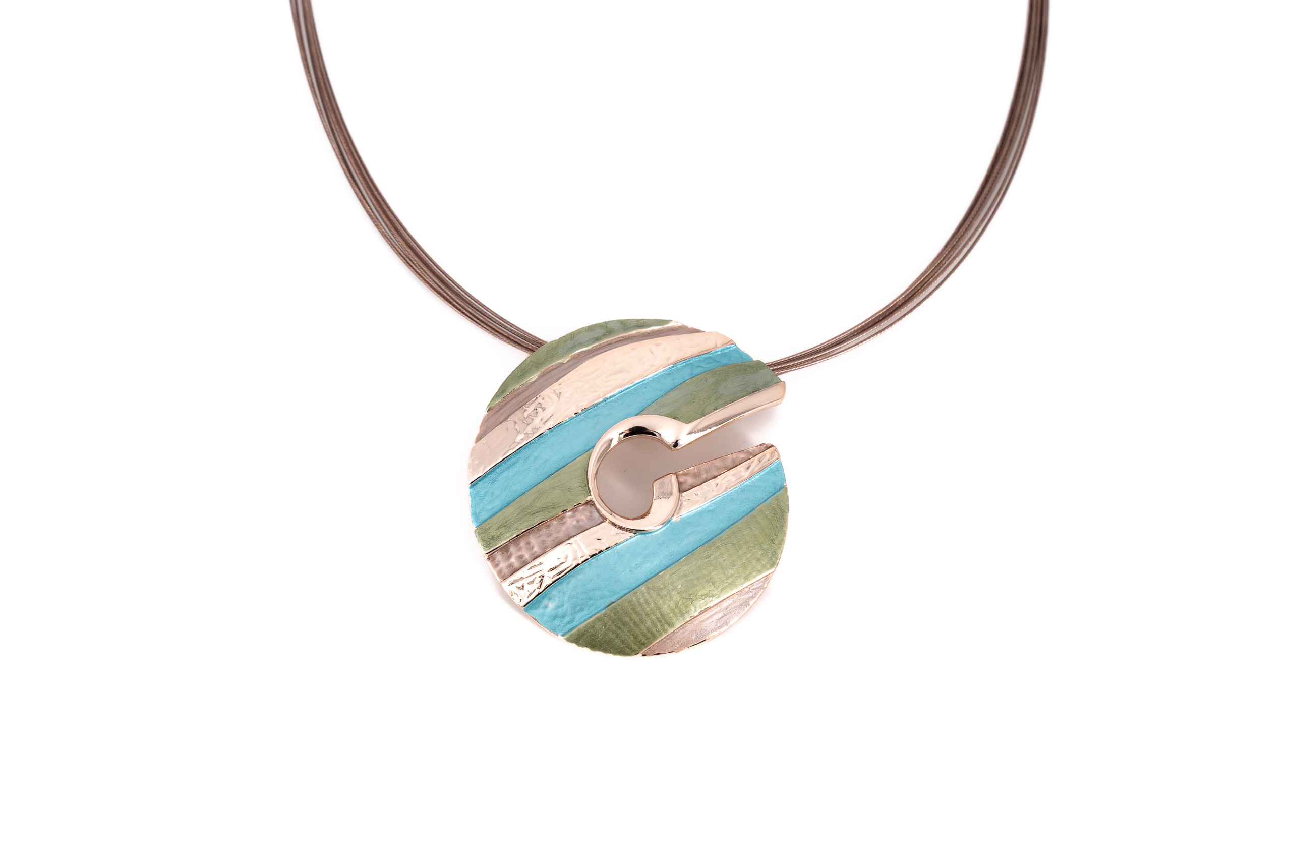 Collana fili acciaio corta zama chiocciola rigata