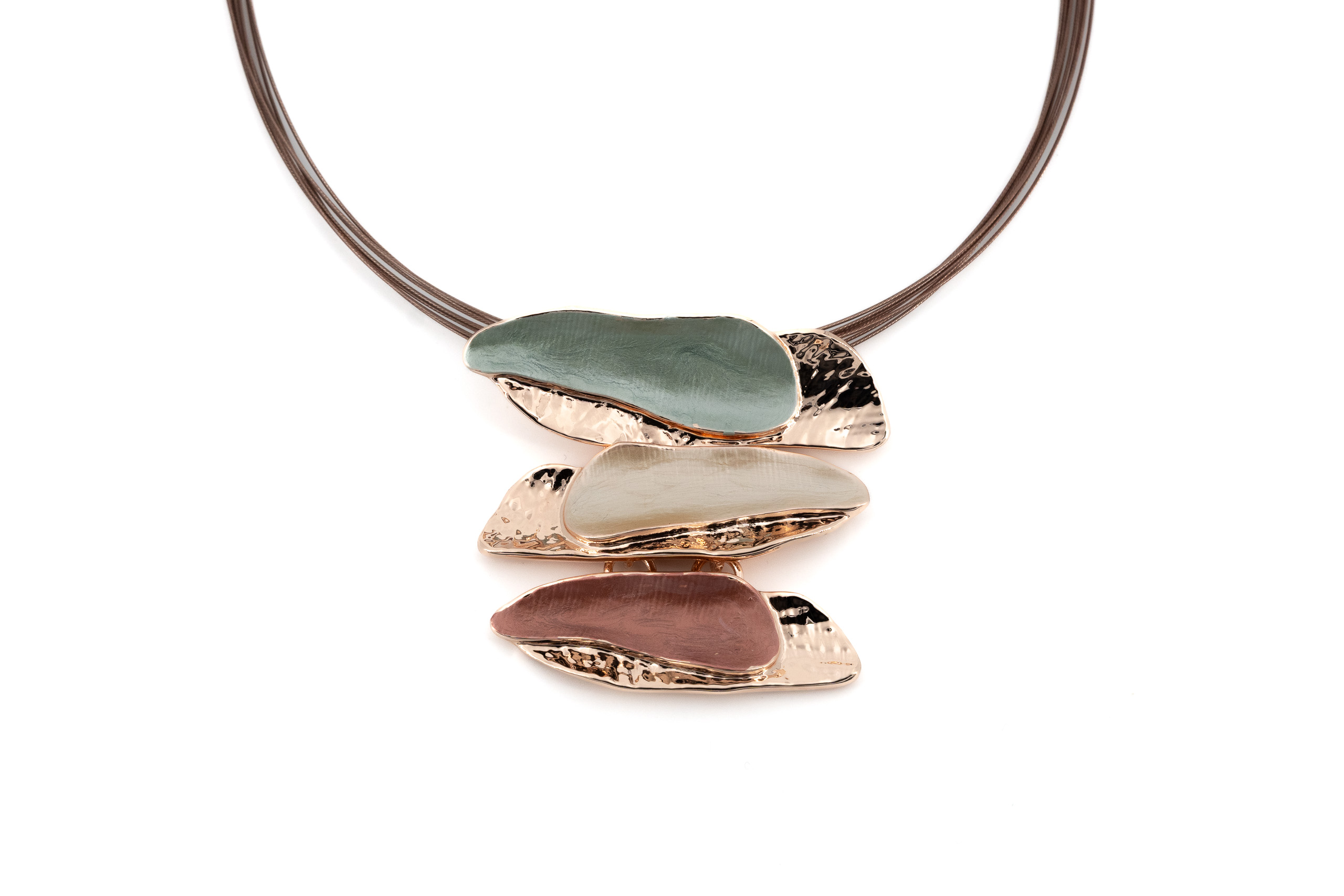 Collana fili acciaio corta zama sei barrette sovrapposte